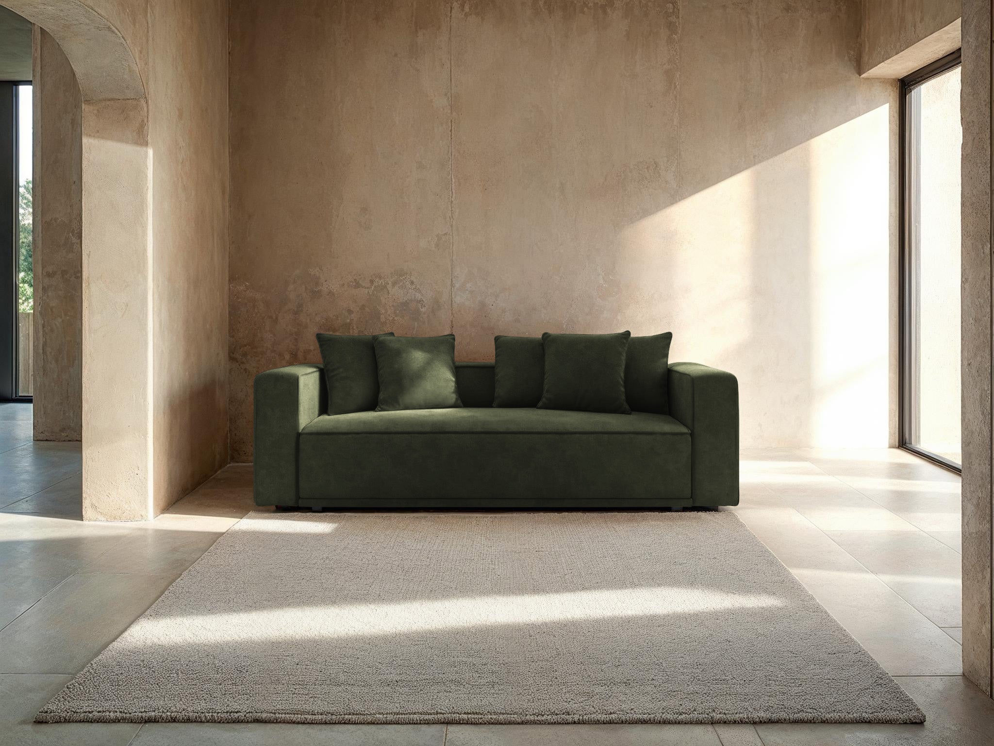 Velvet sofa with sleeping function RIBES green