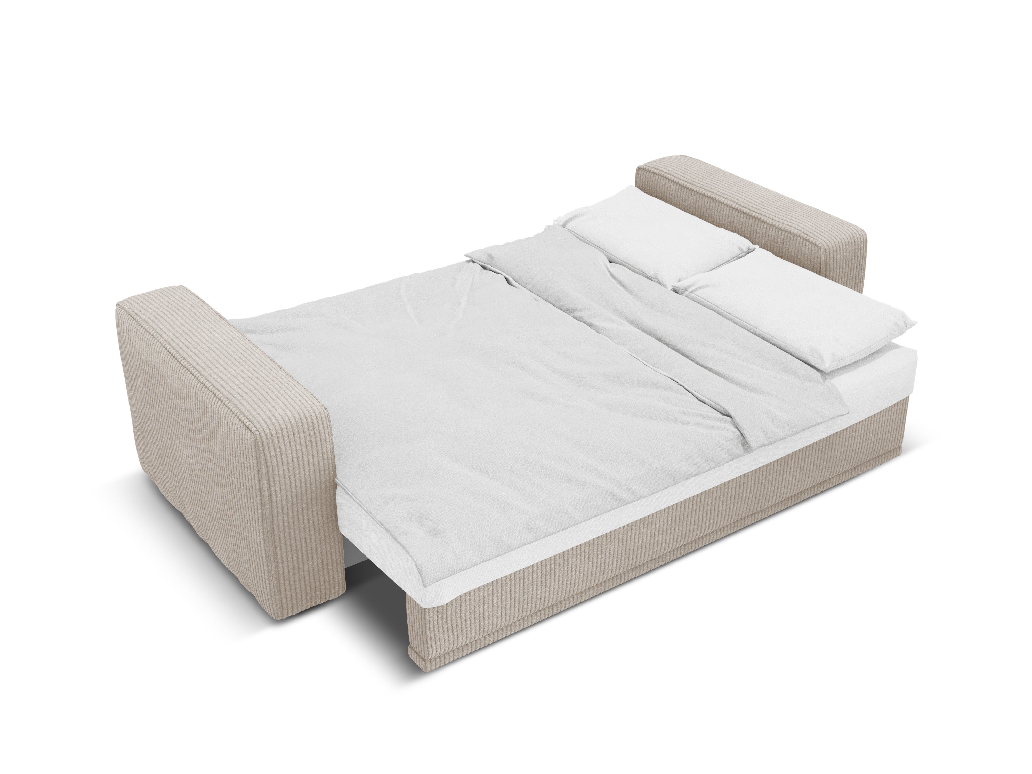 Sofa met slaapfunctie RIBES beige ribfluweel