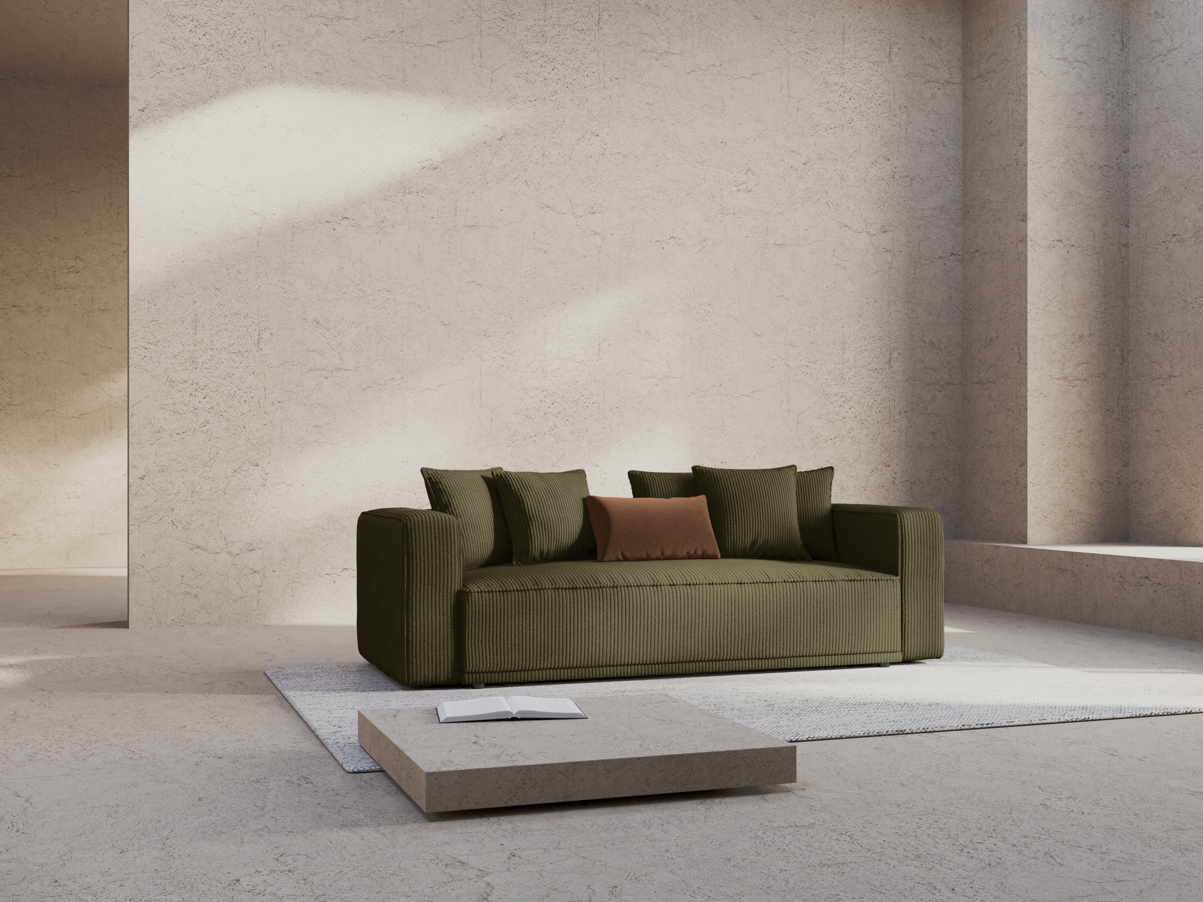 Sofa met slaapfunctie RIBES groene corduroy