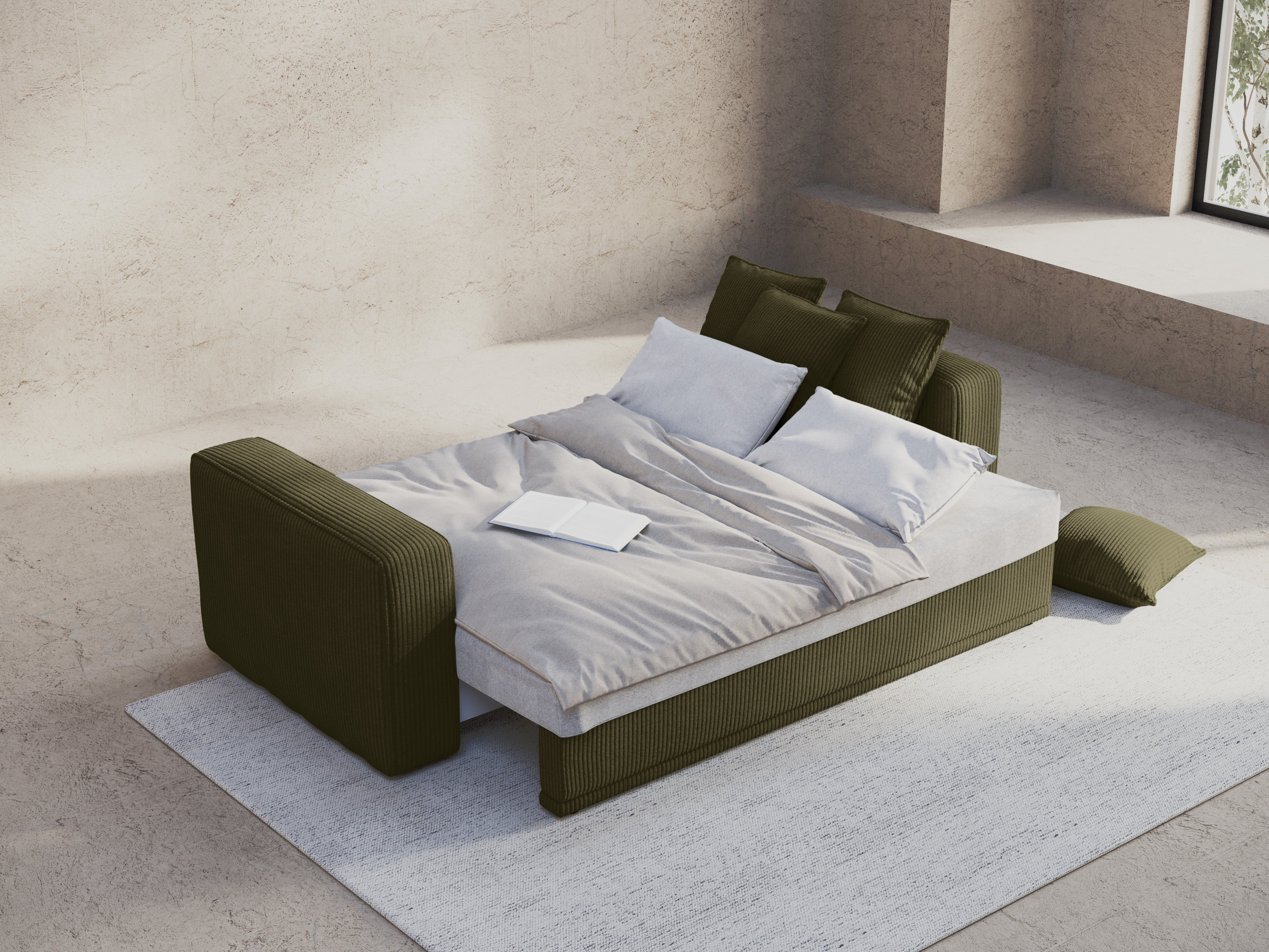 Sofa met slaapfunctie RIBES groene corduroy