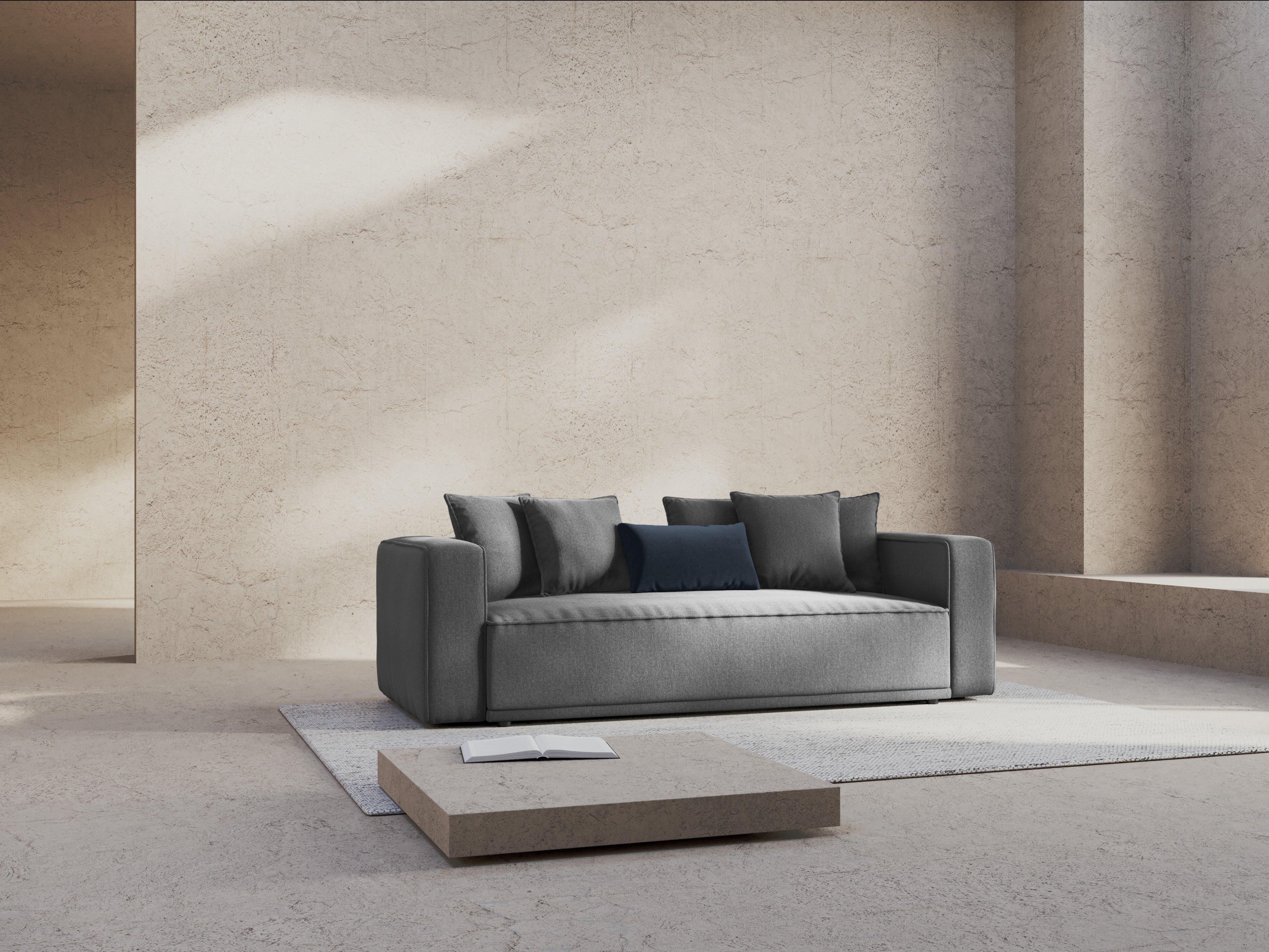 RIBES Sofa with Sleeping Function Gray Chenille