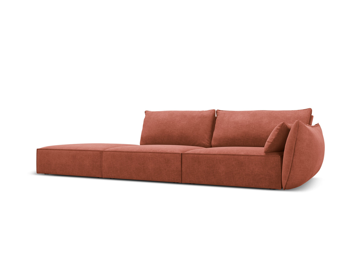 Bank in chenille stof, links open VANDA terracotta