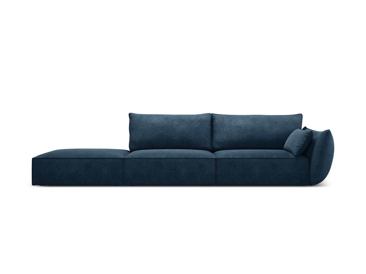 Sofa in chenille stof links open VANDA koninklijk blauw