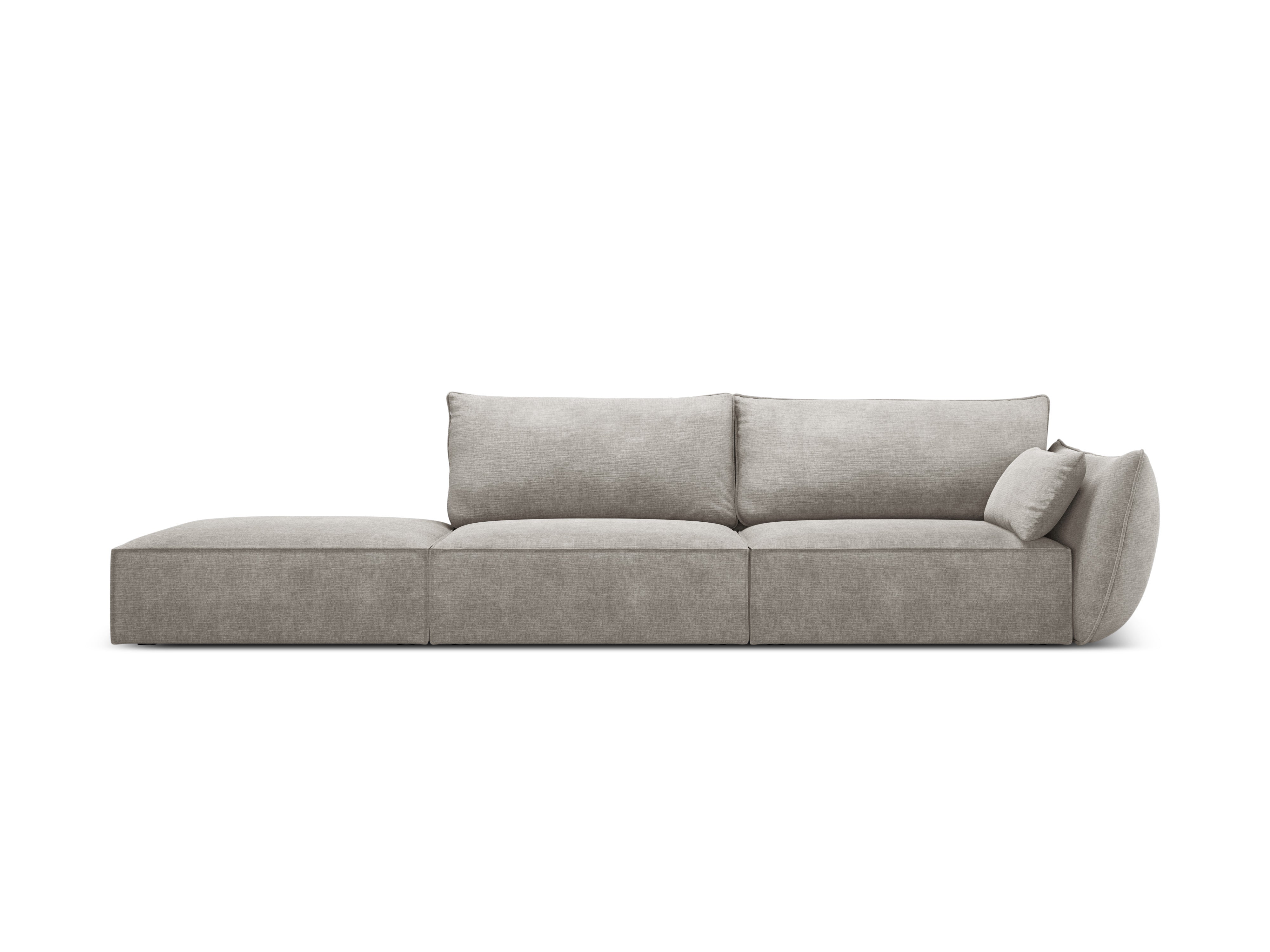 Sofa in chenille stof links open VANDA lichtgrijs