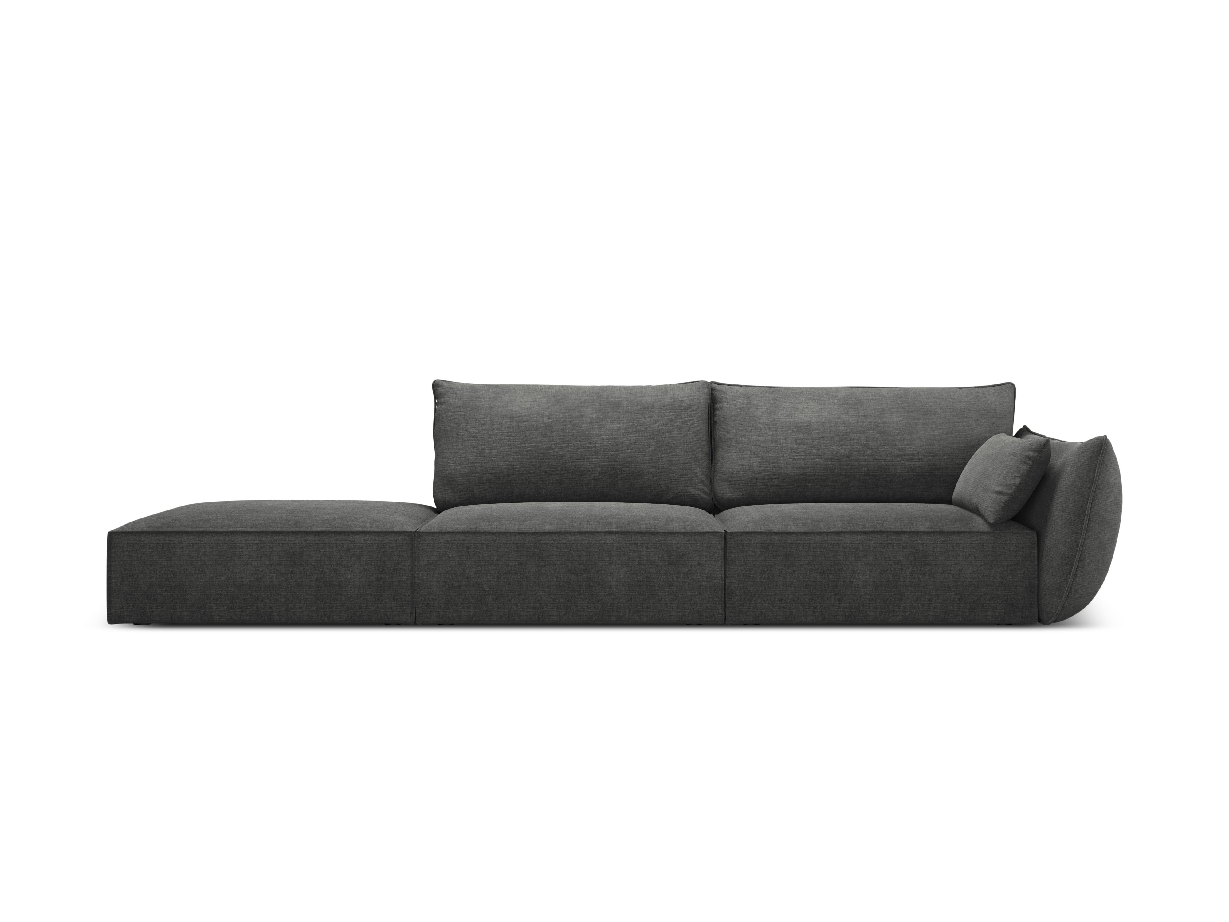 Sofa in chenille stof links open VANDA donkergrijs