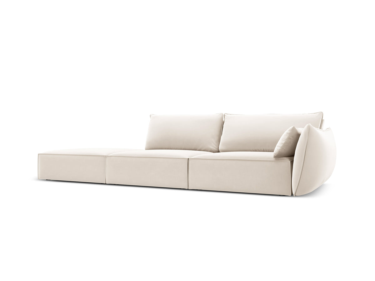 Beige open linkszijdige fluwelen bank VANDA