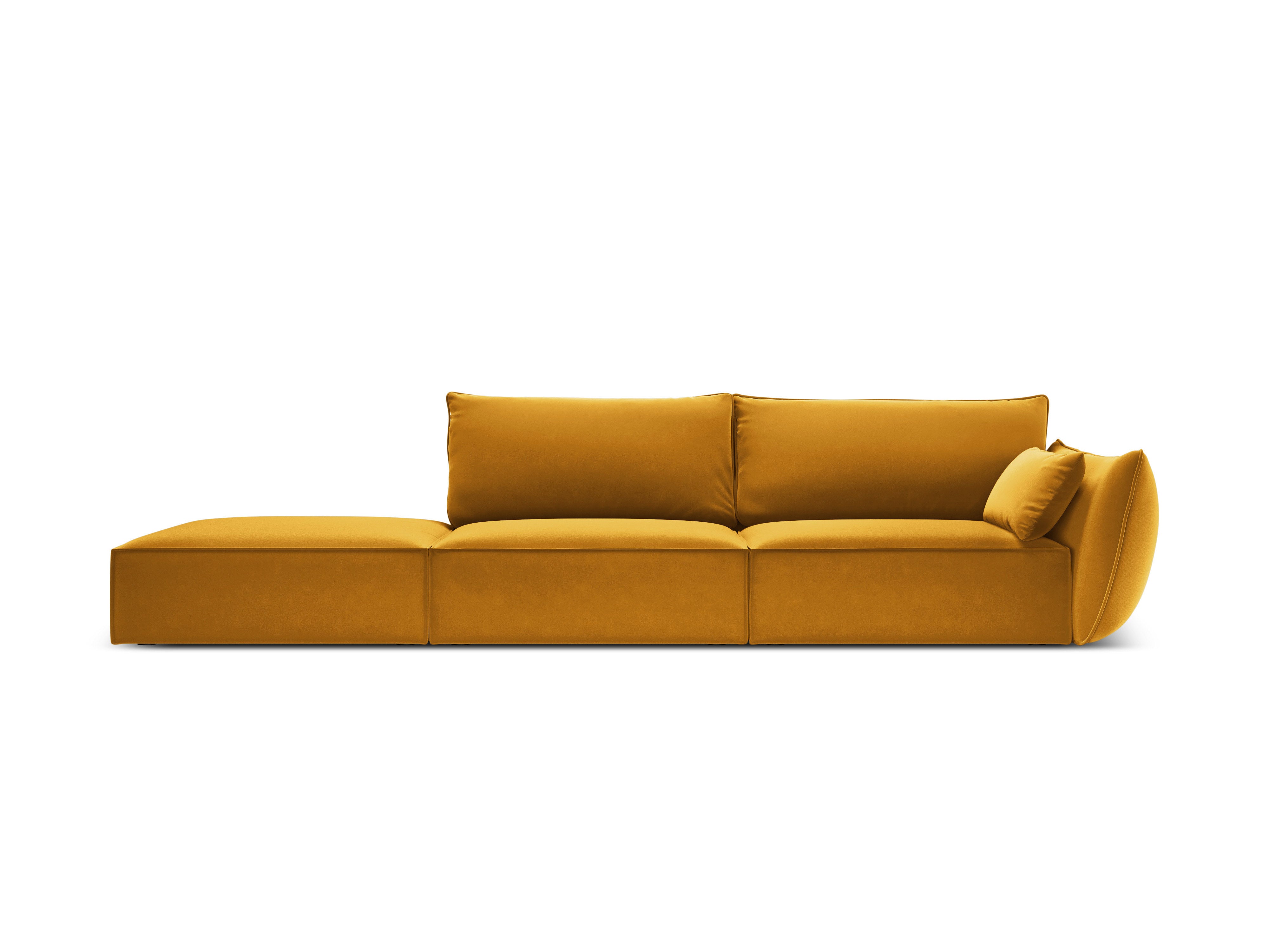 Sofa van fluweel links open VANDA mosterdgeel