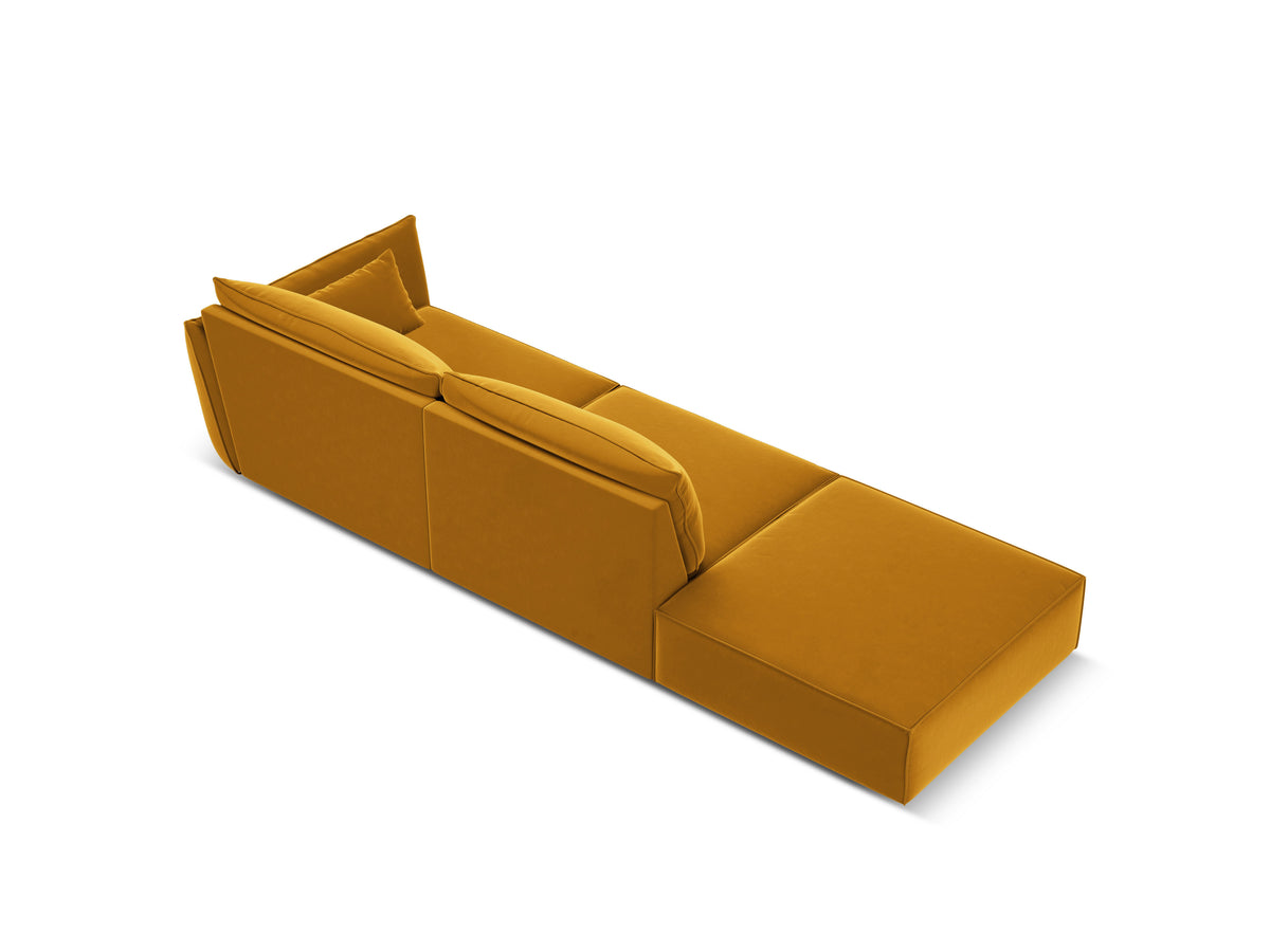 Sofa van fluweel links open VANDA mosterdgeel