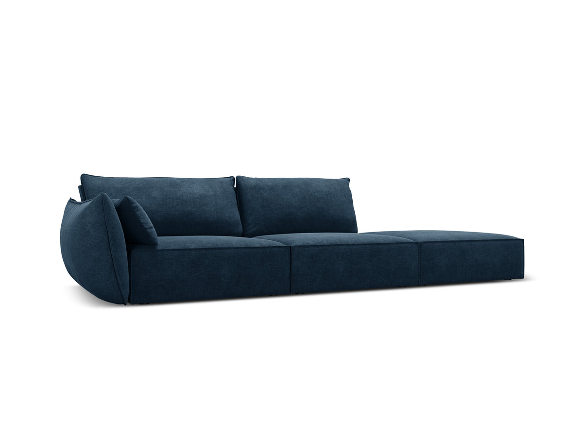 Sofa in chenille stof rechts open VANDA koninklijk blauw