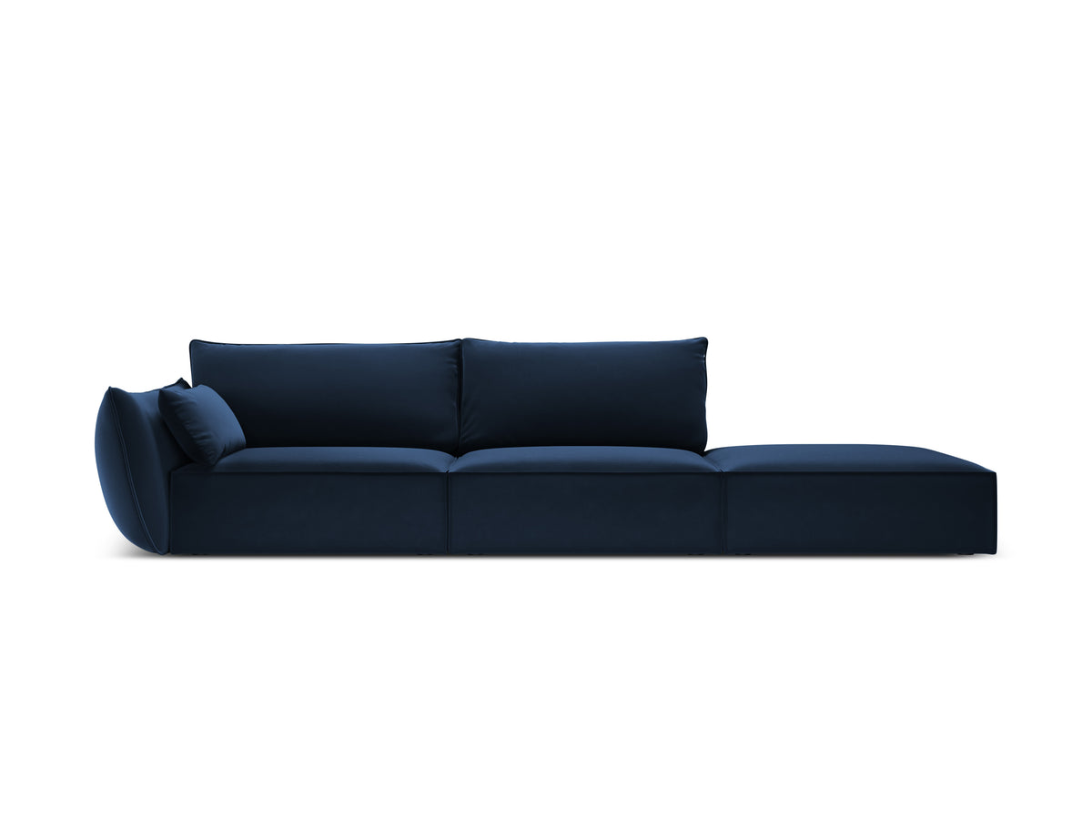 Sofa van fluweel rechts open VANDA marineblauw