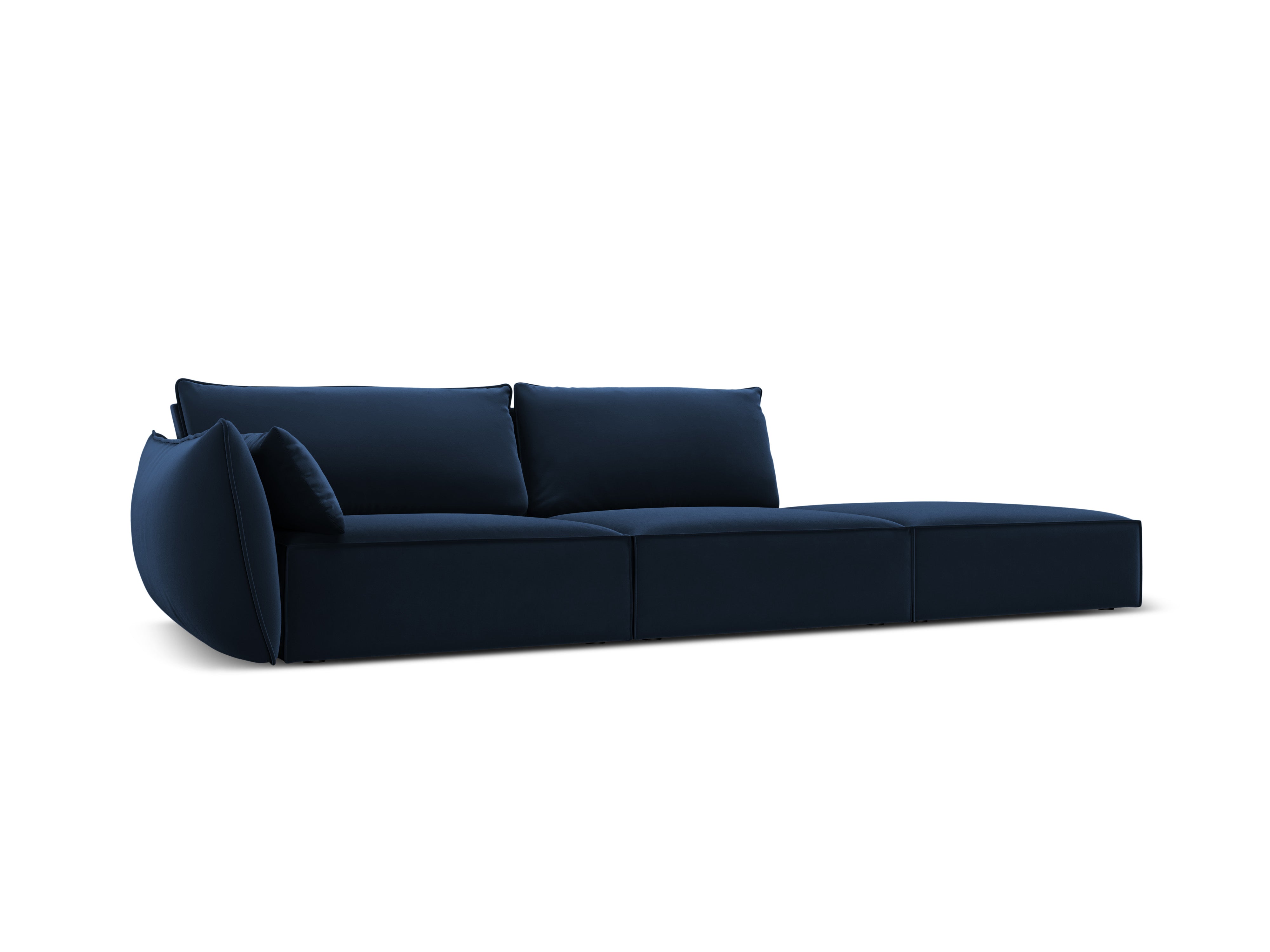 Sofa van fluweel rechts open VANDA marineblauw