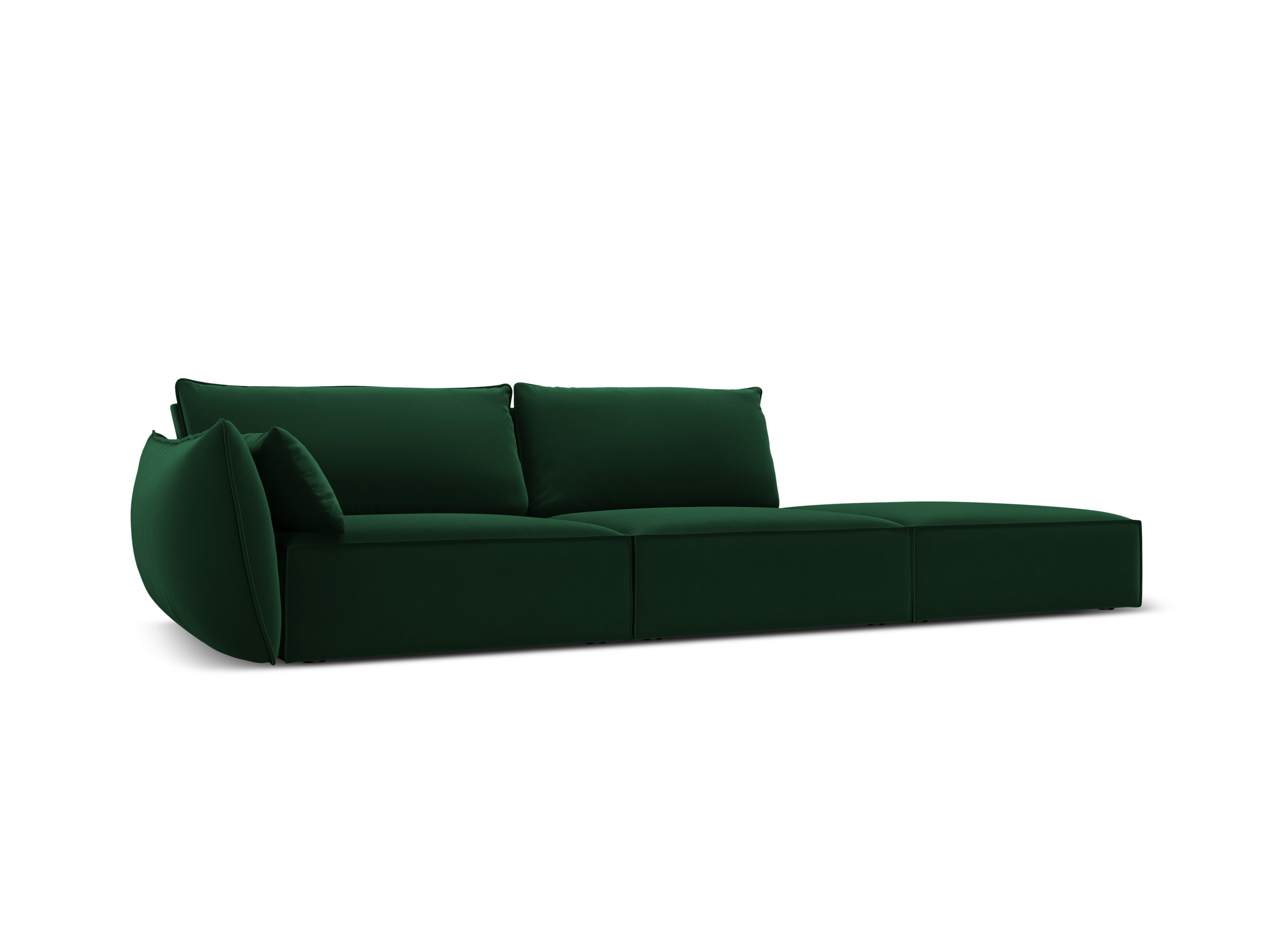 Sofa van fluweel, rechts open, VANDA, donkergroen