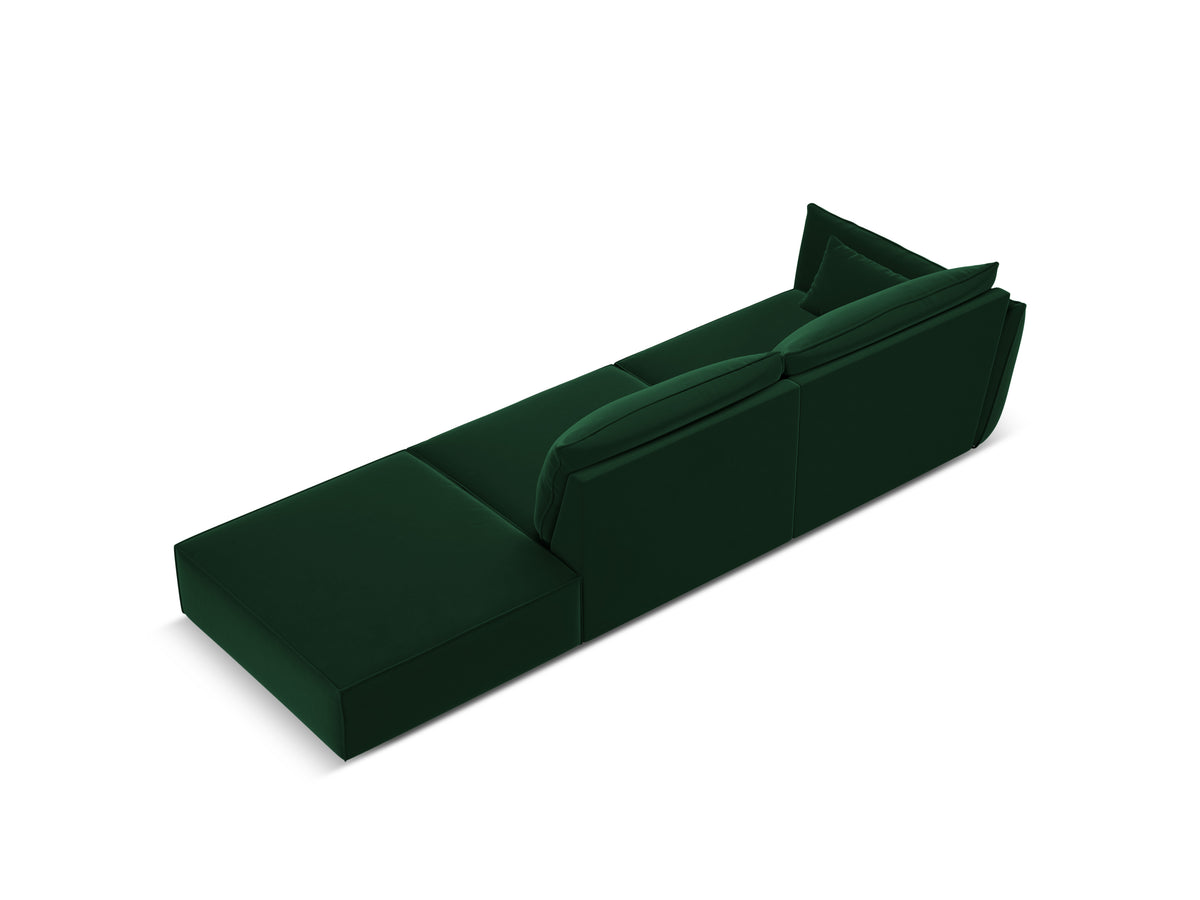 Sofa van fluweel, rechts open, VANDA, donkergroen