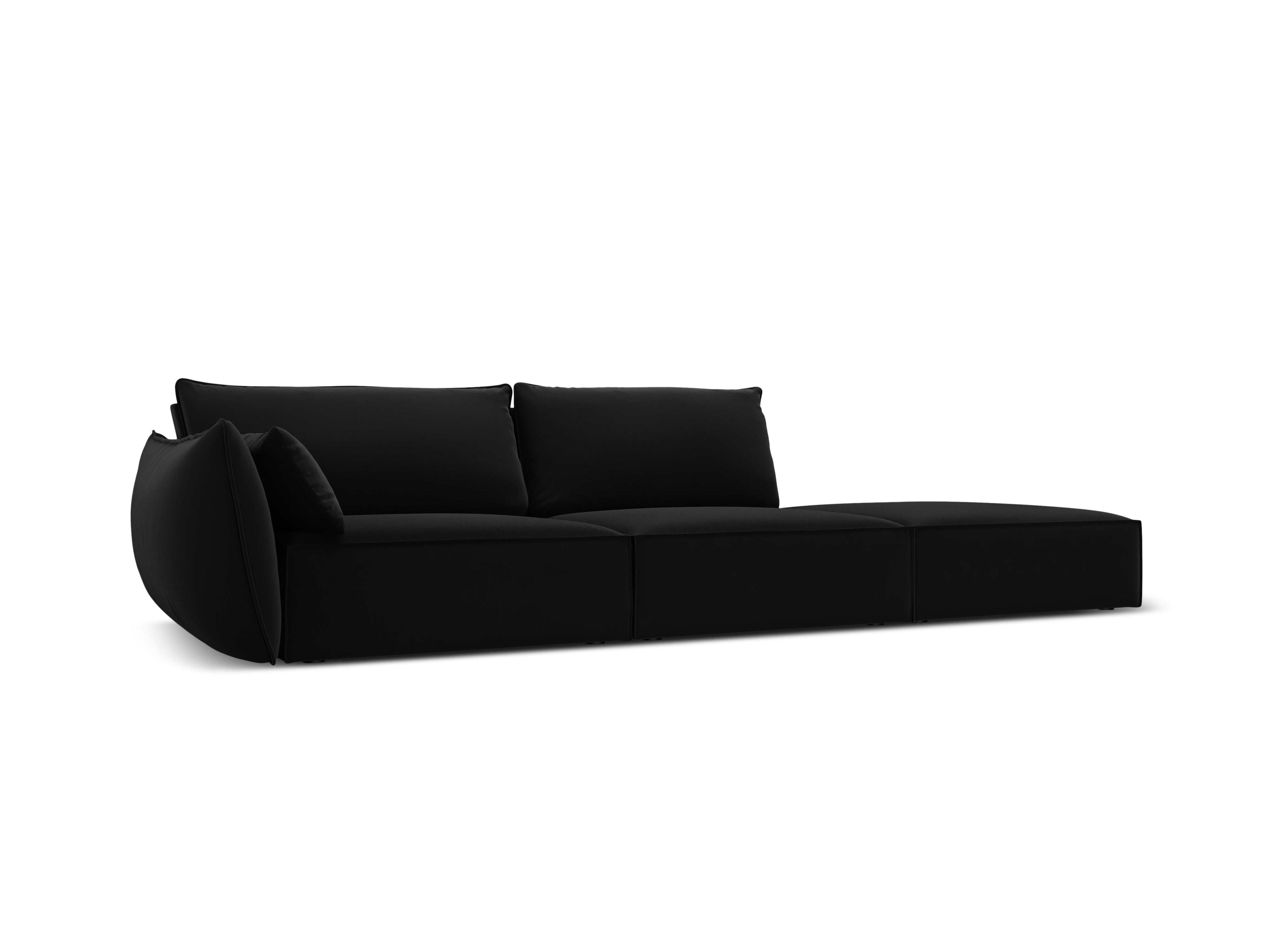 Sofa van fluweel rechts open VANDA zwart
