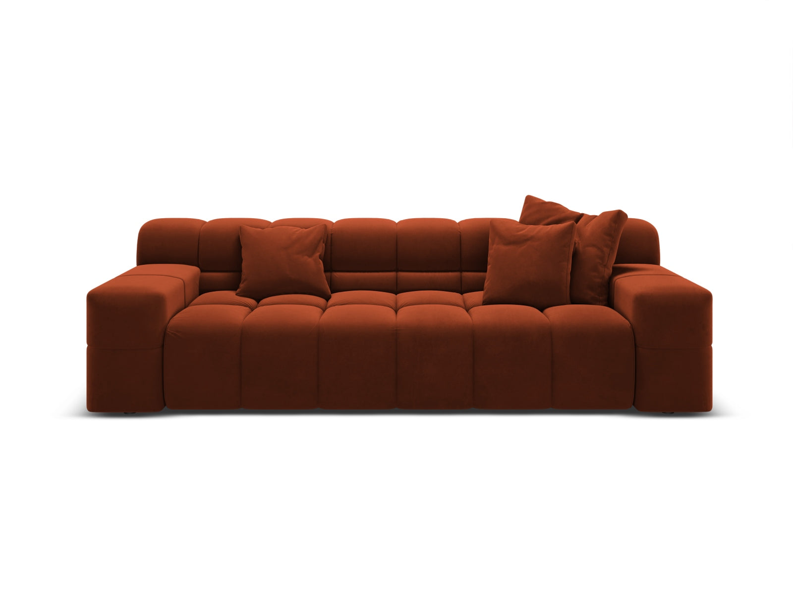 AGAVE brick-colored 3-seater velvet sofa