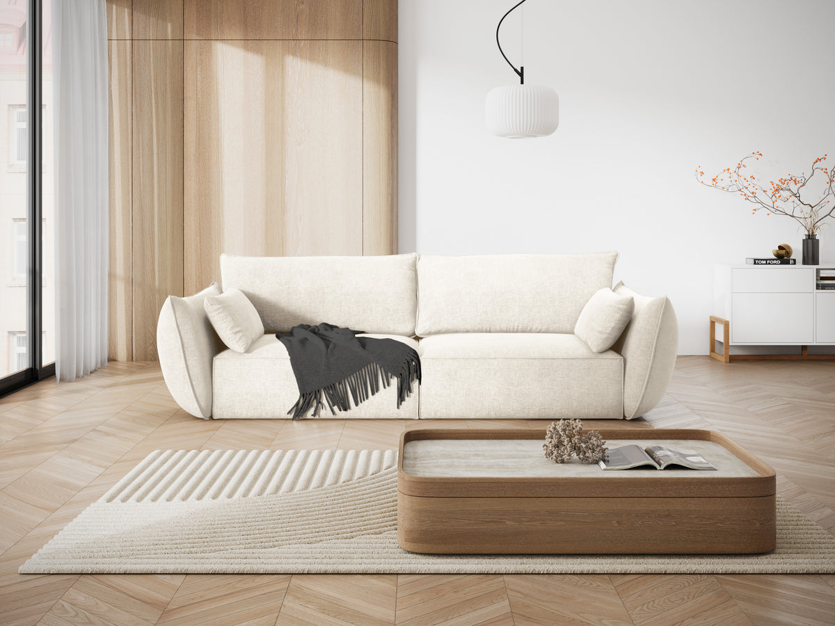 Sofa in chenille stof 3-zits VANDA lichtbeige