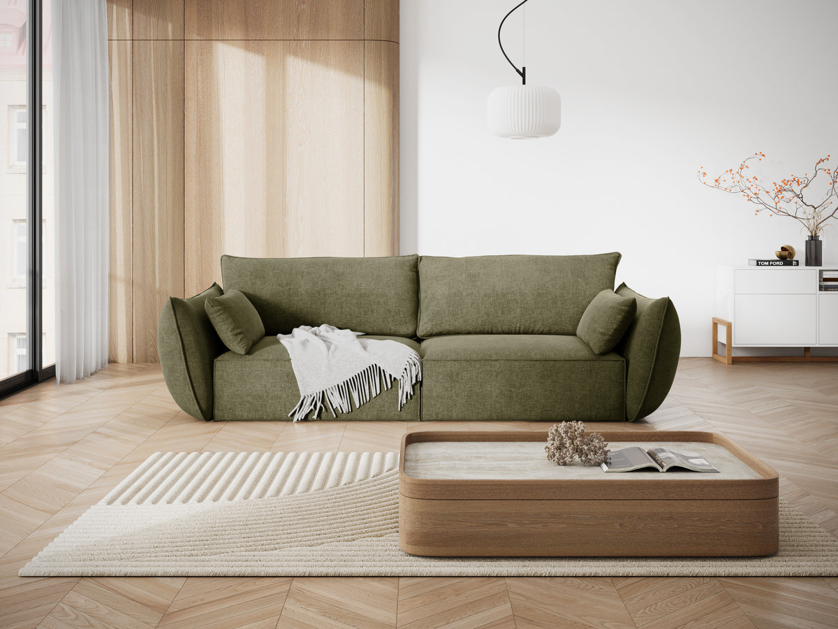 Bank in chenille stof 3-zits VANDA groen