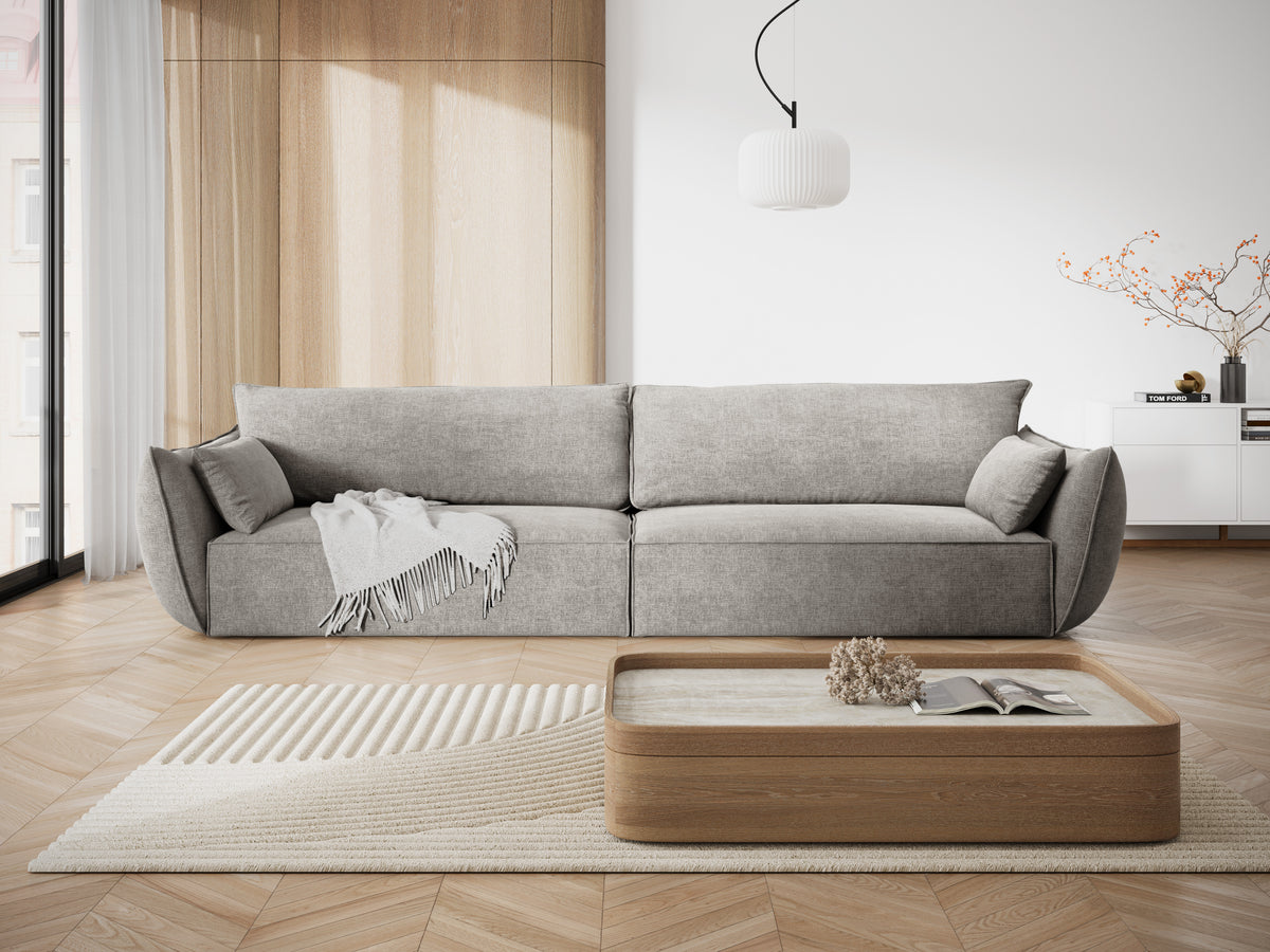 Sofa in chenille stof 4-persoons VANDA lichtgrijs