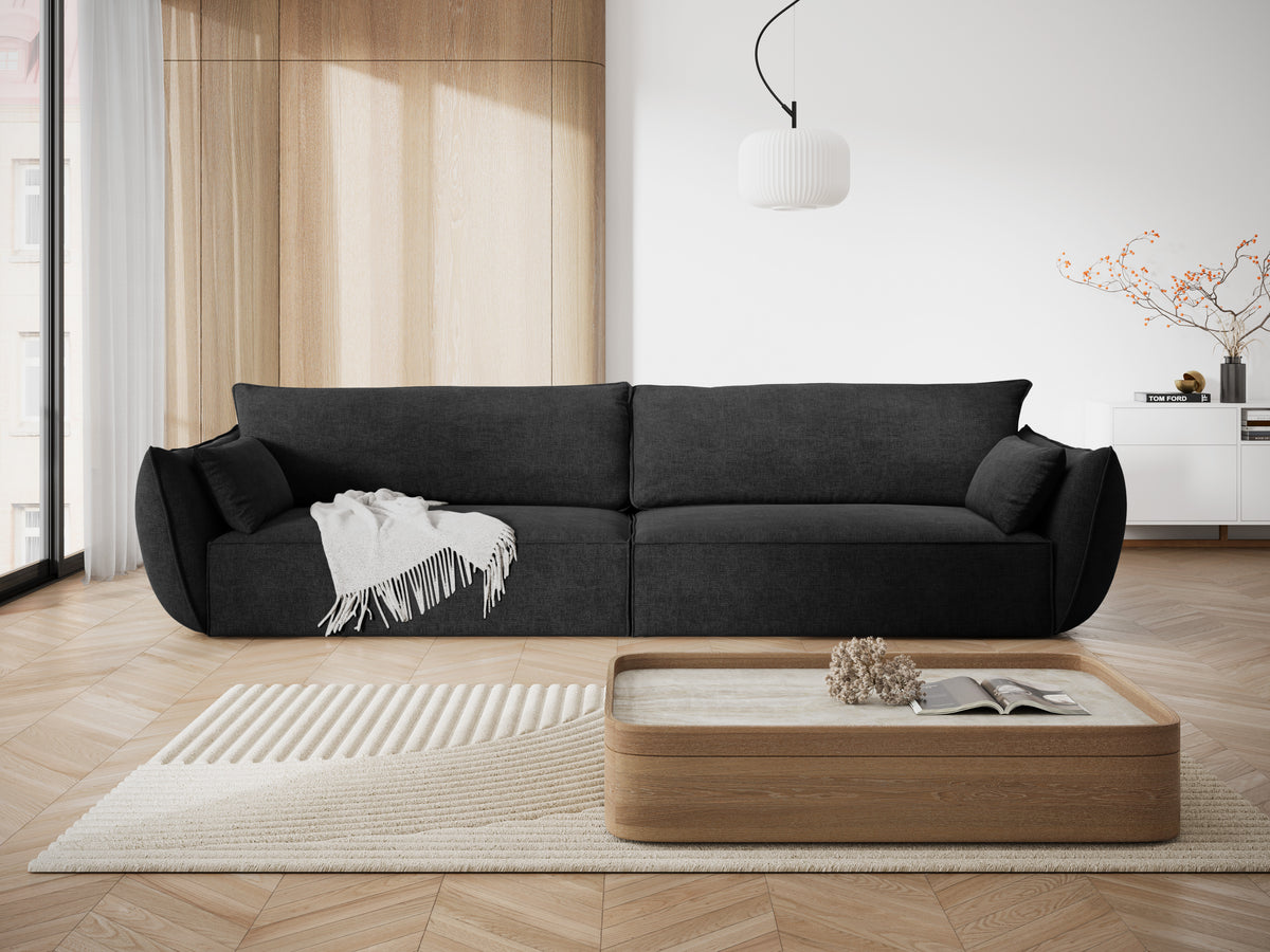 Sofa in chenille stof 4-persoons VANDA zwart