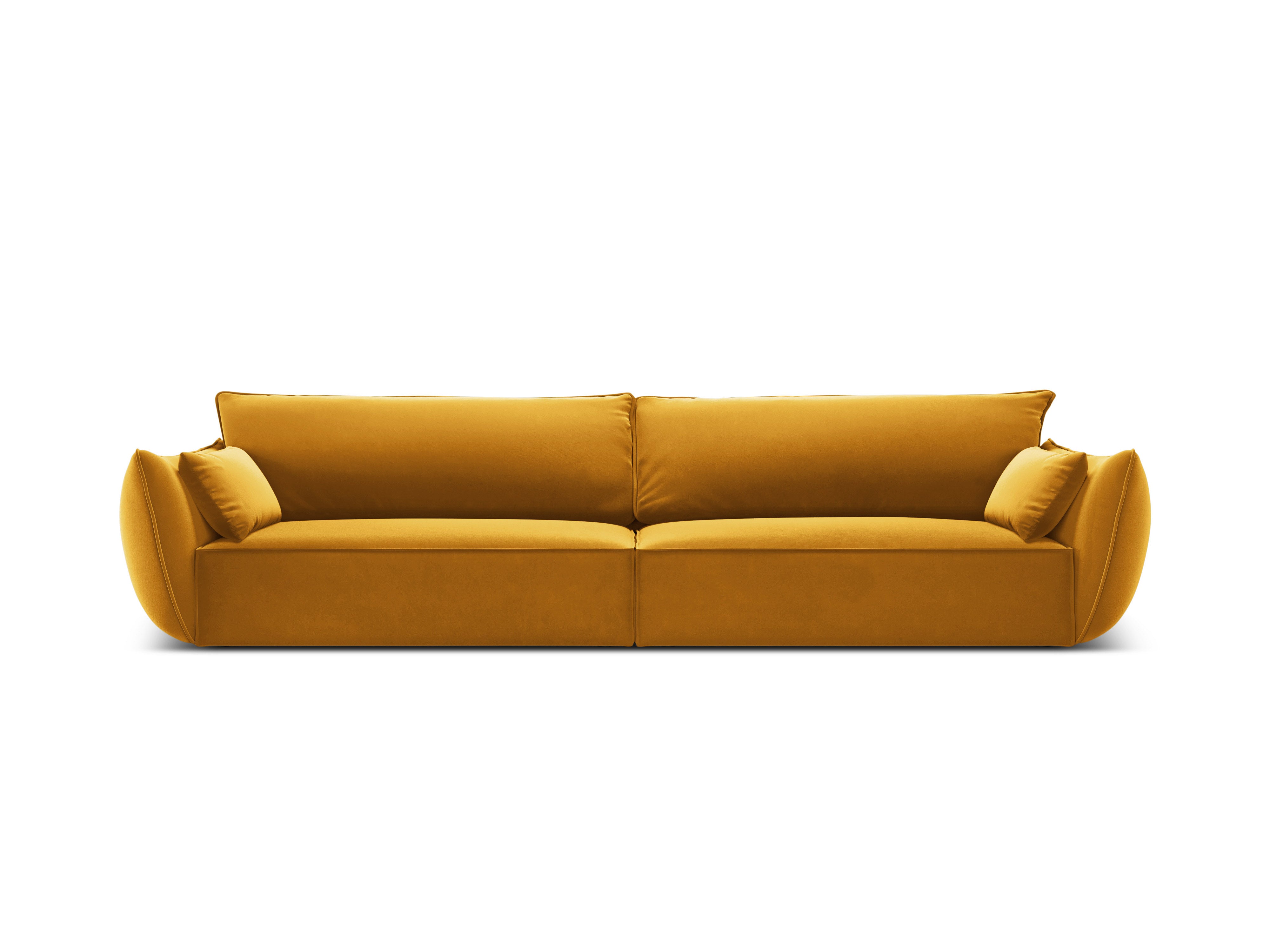 Sofa van fluweel voor 4 personen VANDA mosterdkleur