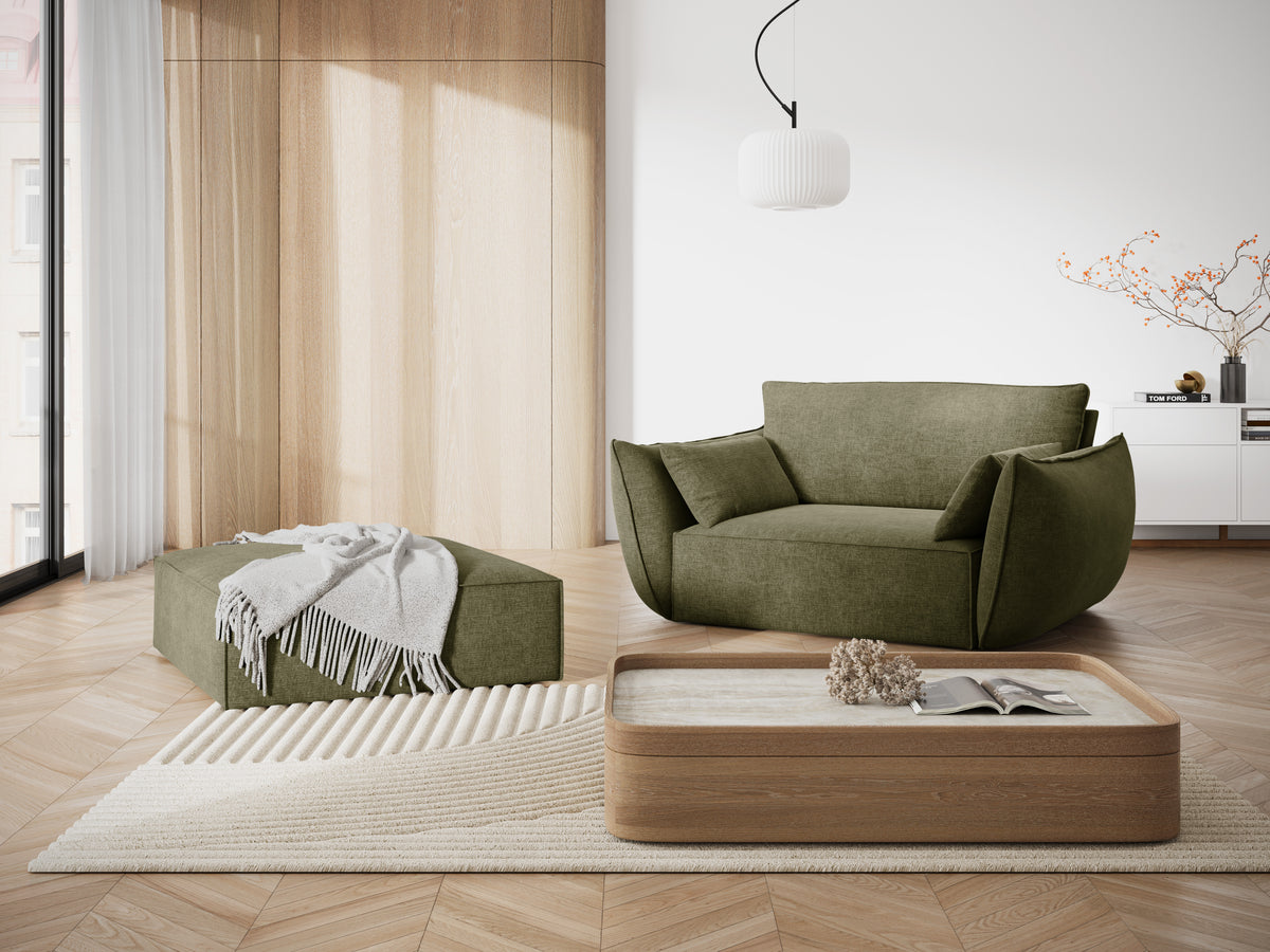 Fauteuil in chenille stof VANDA groen