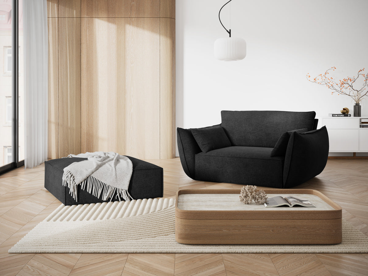 Fauteuil in chenille VANDA zwart