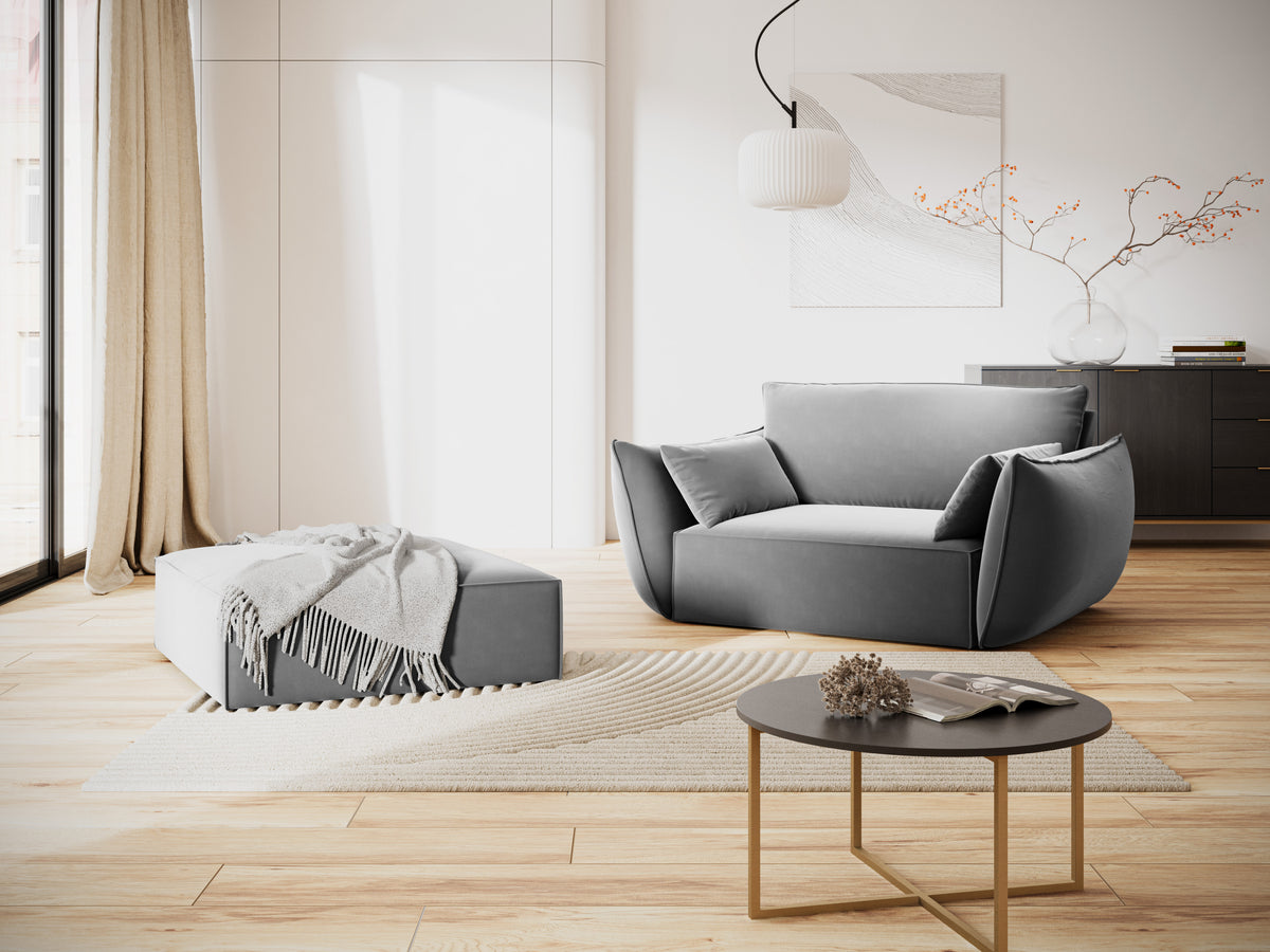 Fluwelen fauteuil VANDA grijs