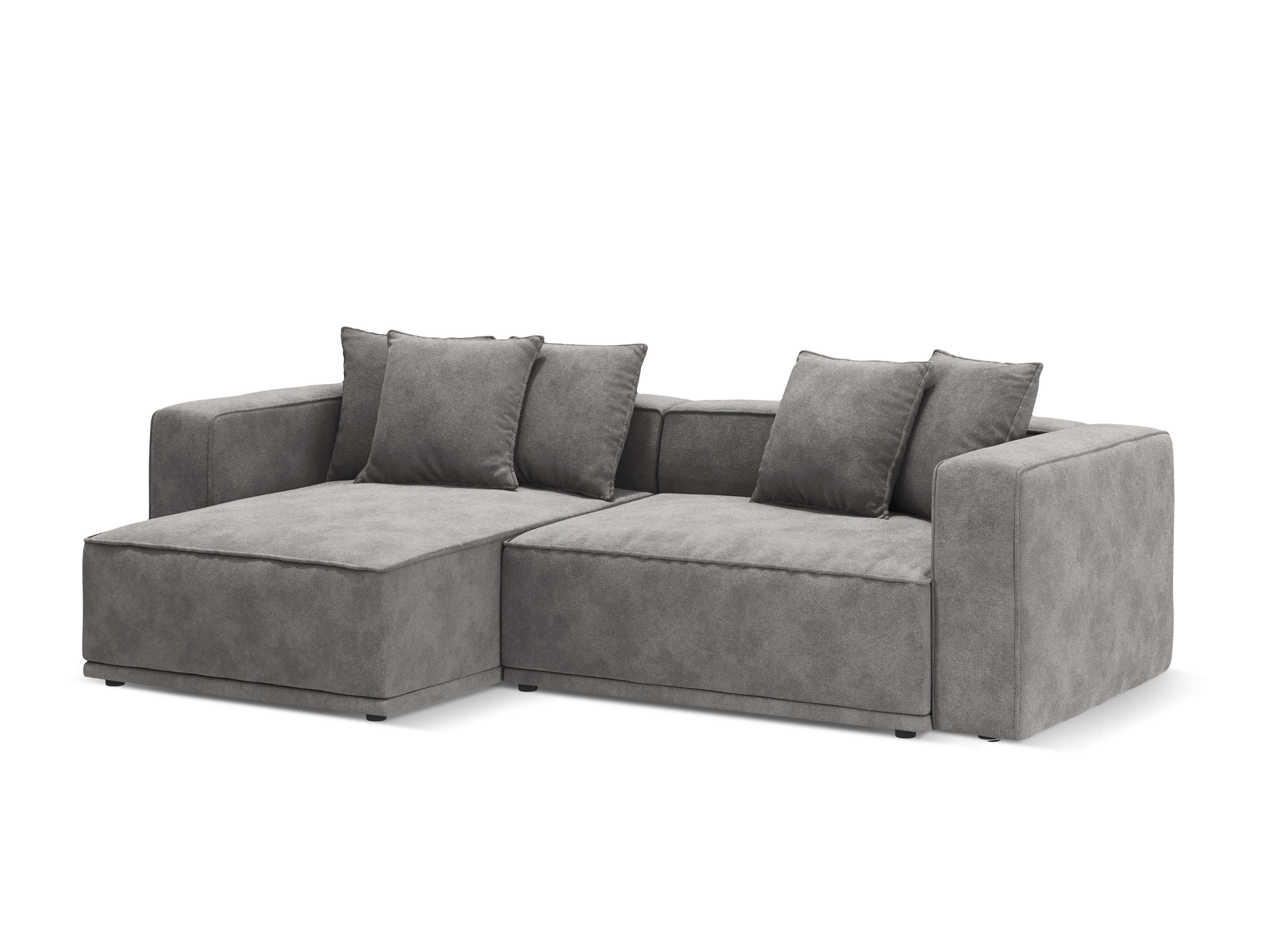 Left-facing velvet corner sofa with sleeping function RIBES gray