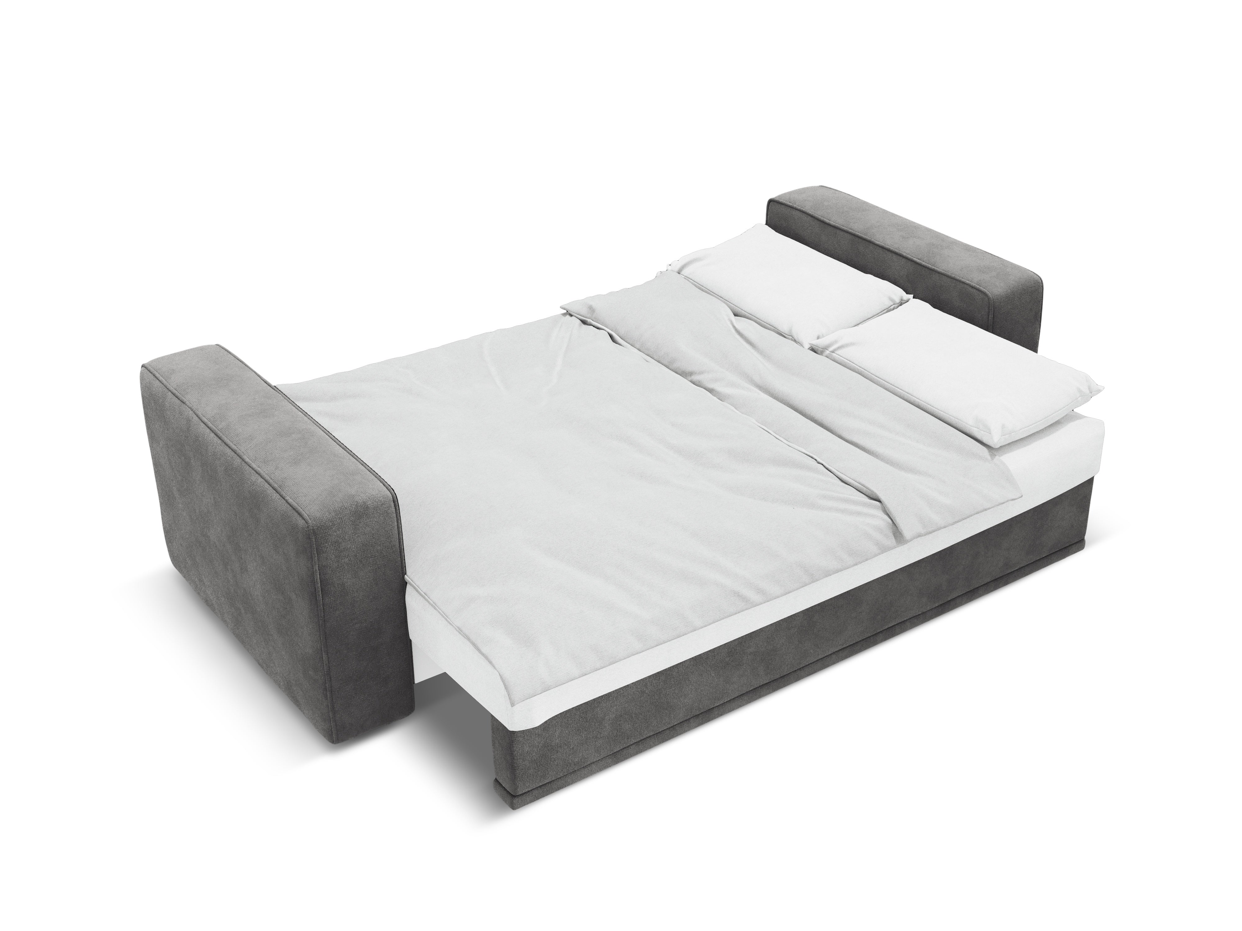 Left-facing velvet corner sofa with sleeping function RIBES gray