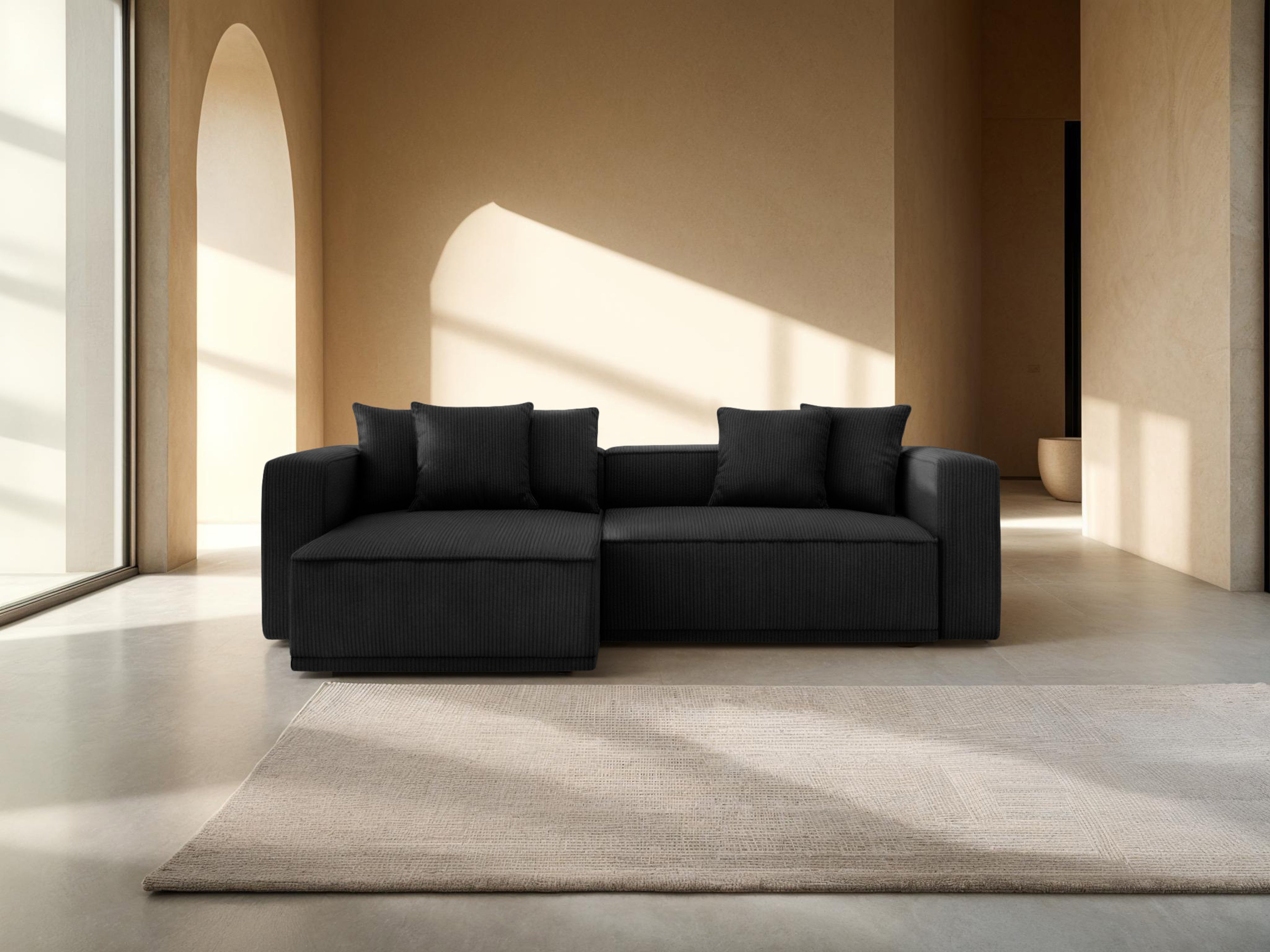 Linksseitige Schlafcouch RIBES schwarzes Cord