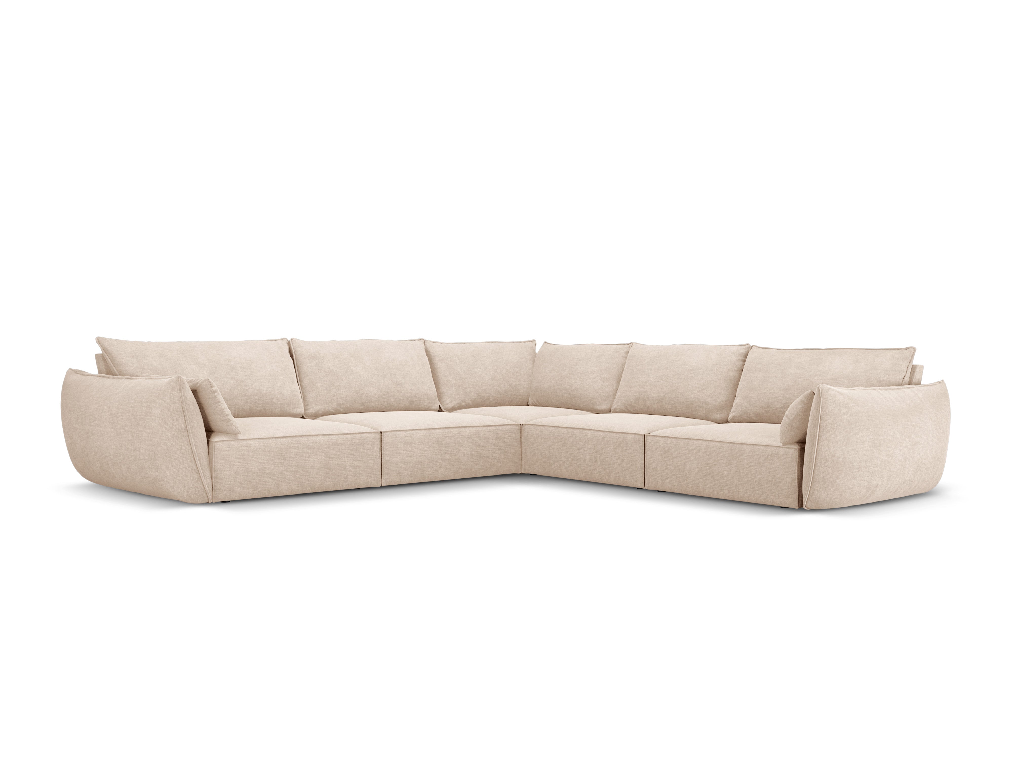 Symmetrische hoekbank in chenille stof VANDA beige
