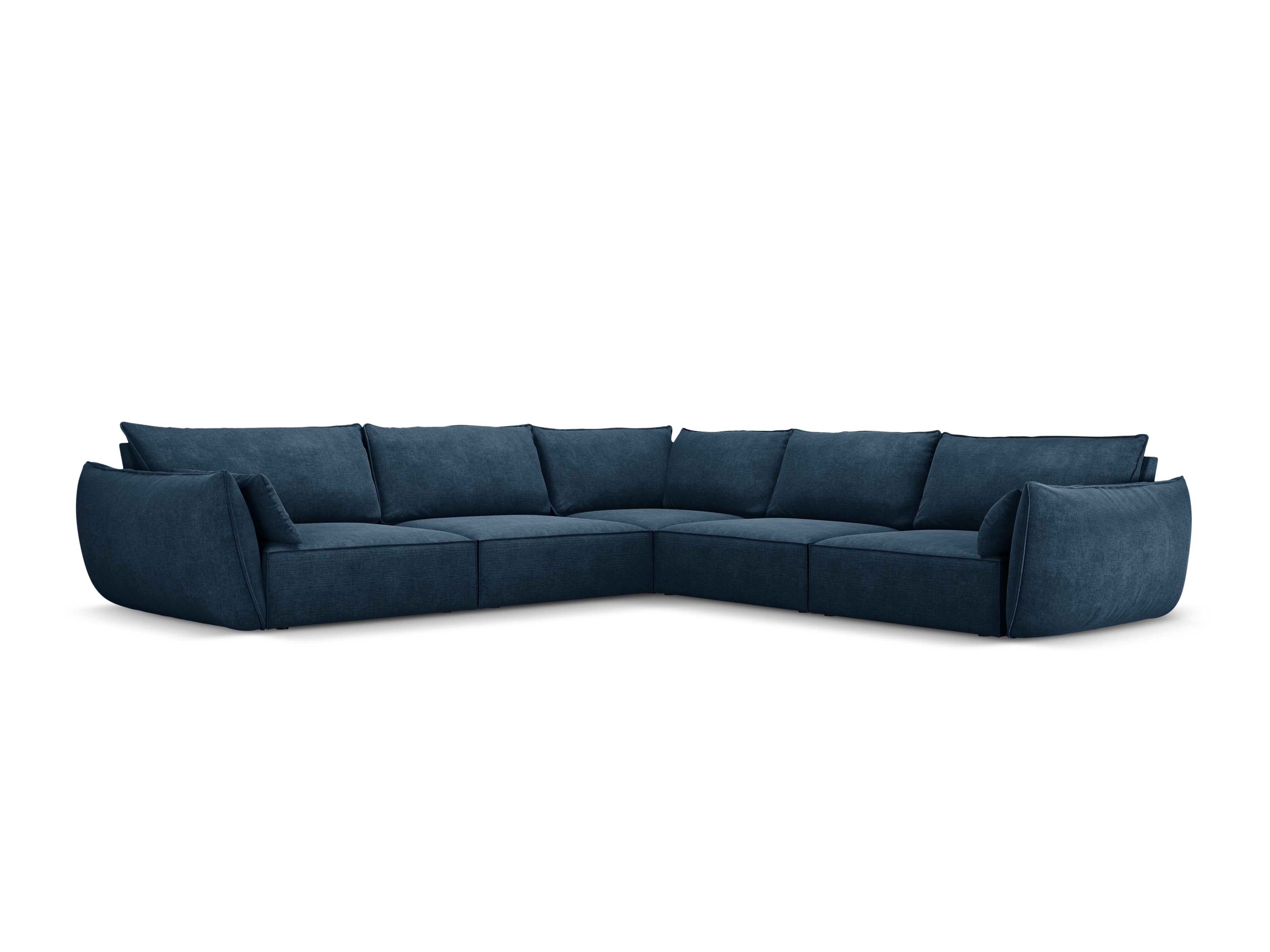 Symmetrische hoekbank in chenille stof VANDA koninklijk blauw