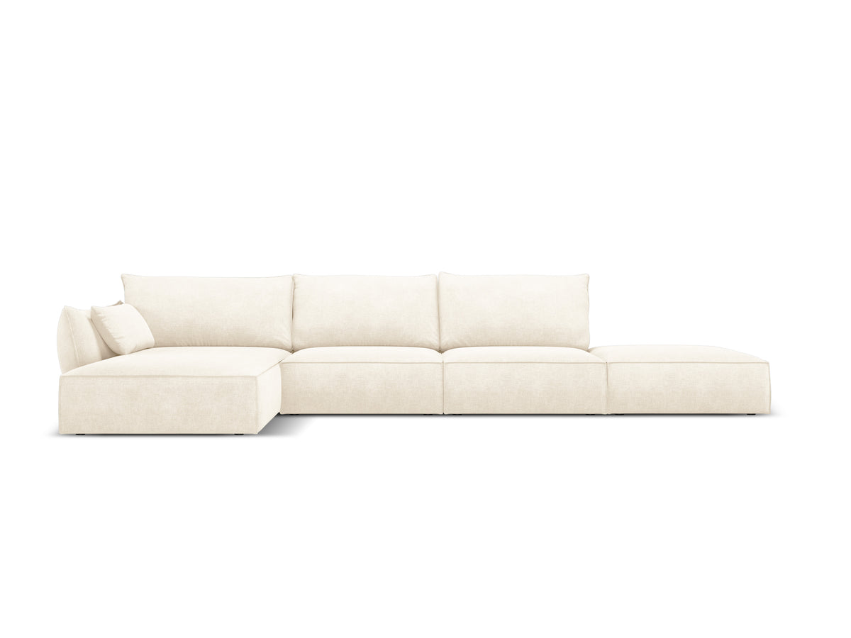 Hoekbank in chenille stof links open VANDA lichtbeige