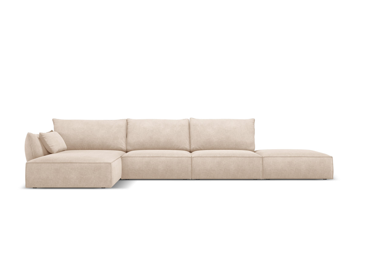 Hoekbank in chenille stof links open VANDA beige