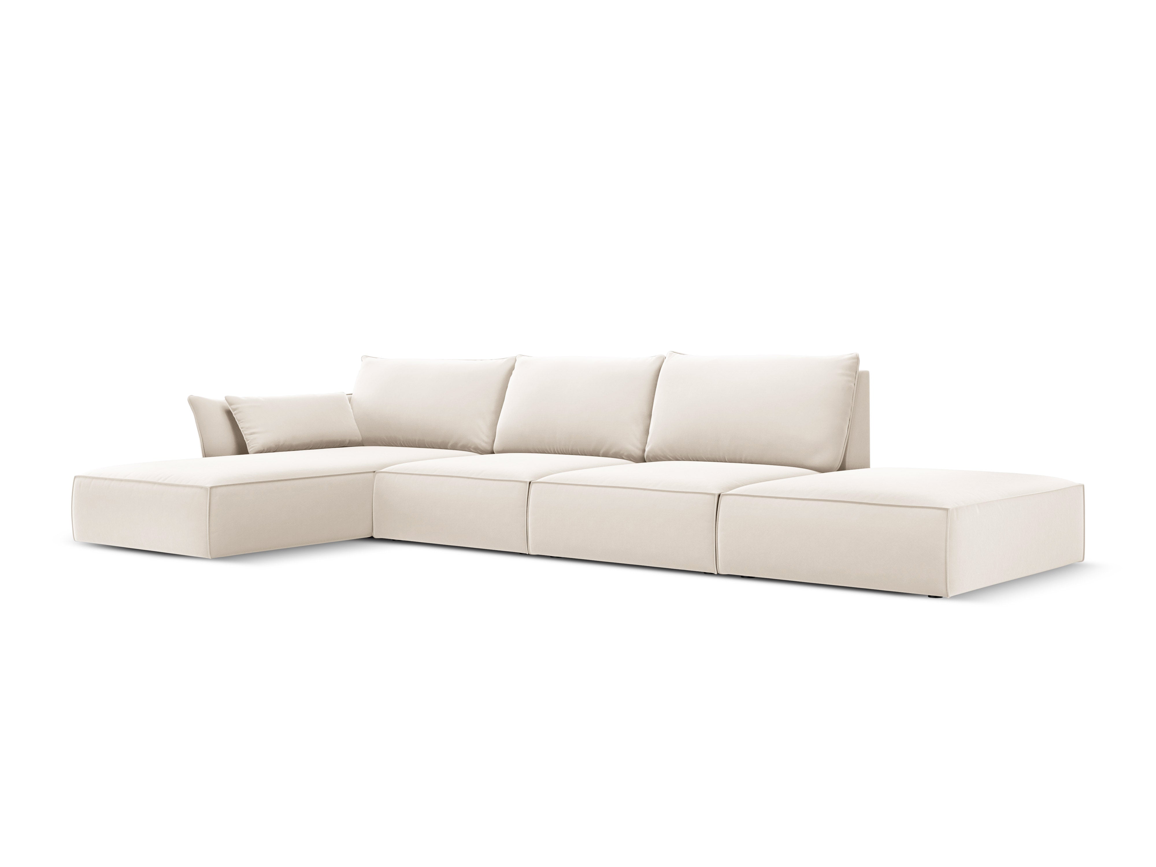 Beige open linker fluwelen hoekbank VANDA
