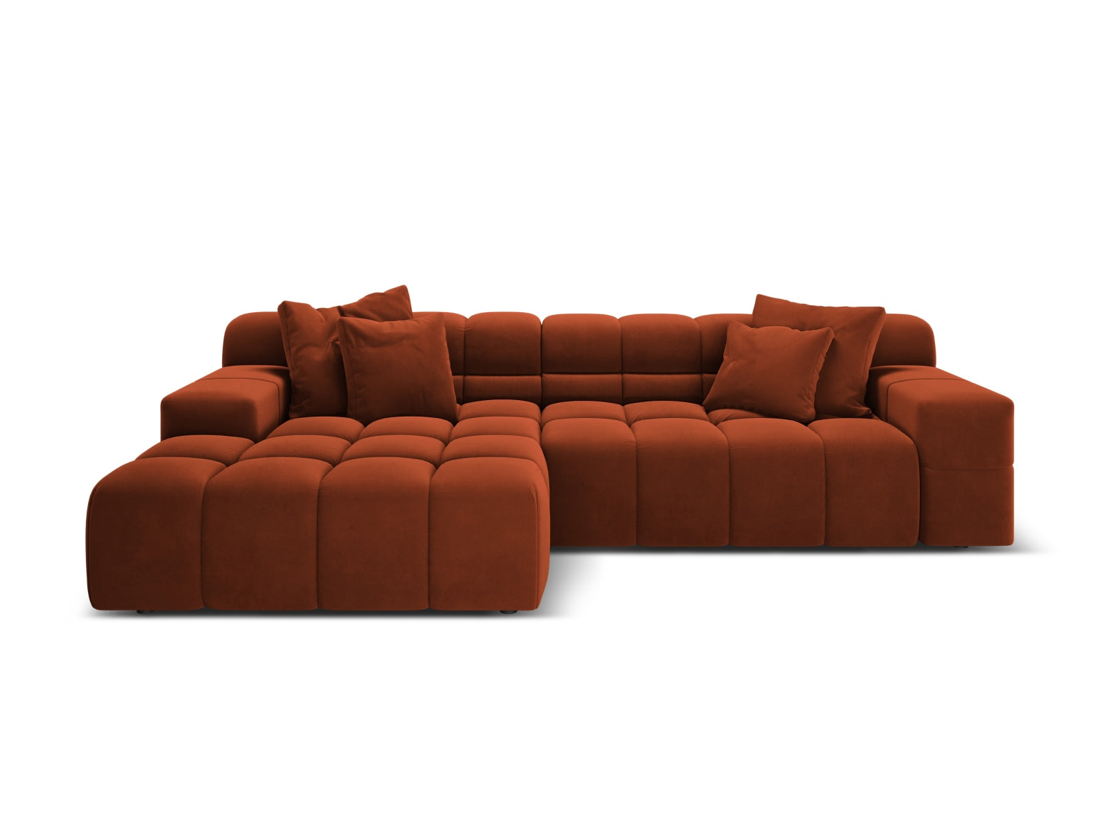 Left-facing 3-seater velvet corner sofa AGAVE brick red