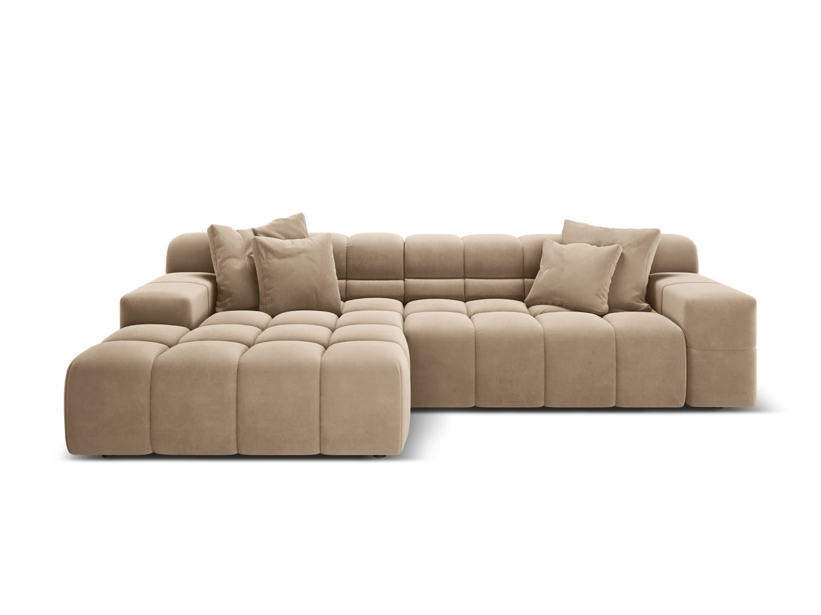 Samt-Ecksofa 3-sitzig links AGAVE beige