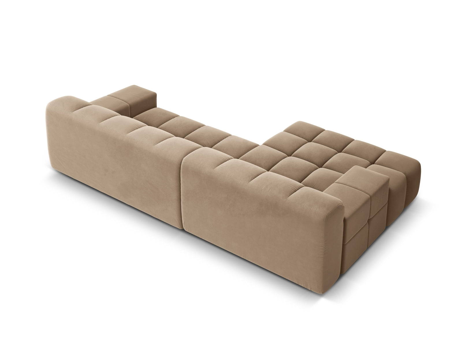 Samt-Ecksofa 3-sitzig links AGAVE beige
