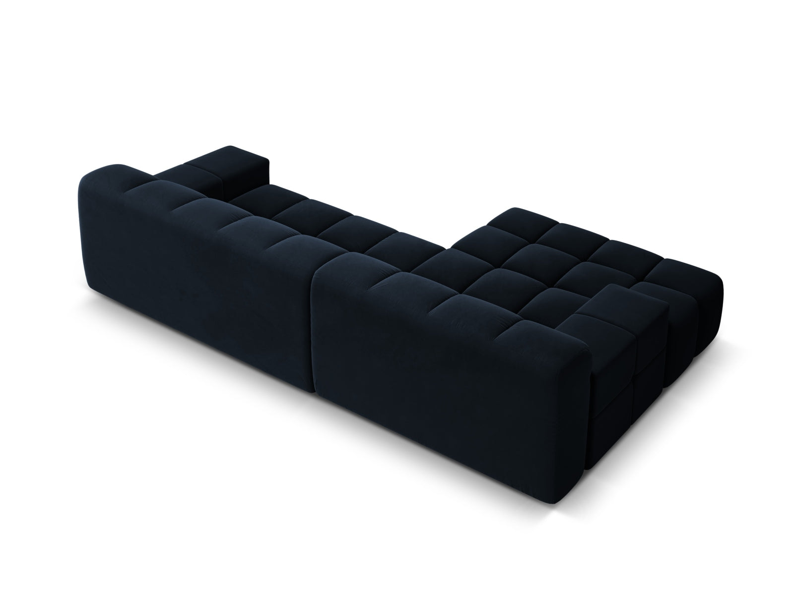 Fluwelen hoekbank voor 3 personen, links, AGAVE, marineblauw