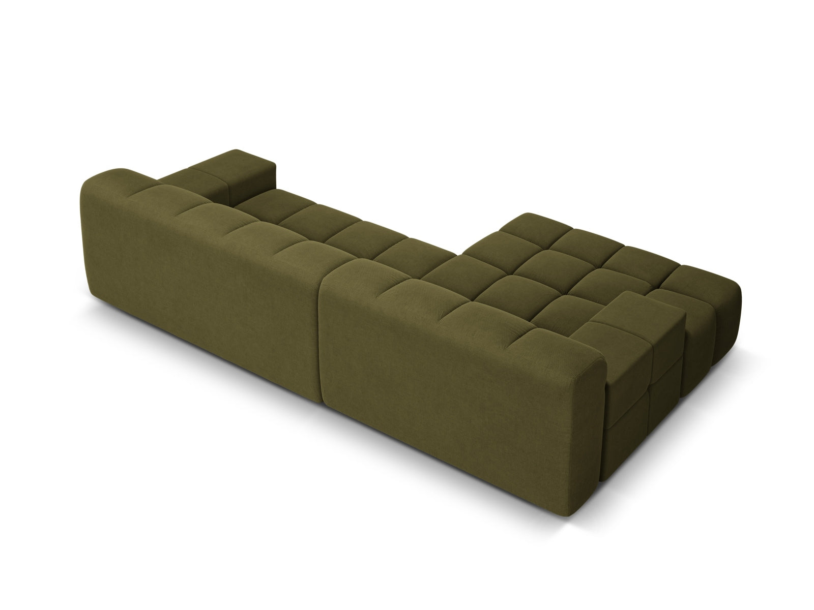 3-seater left-facing corner sofa AGAVE green chenille