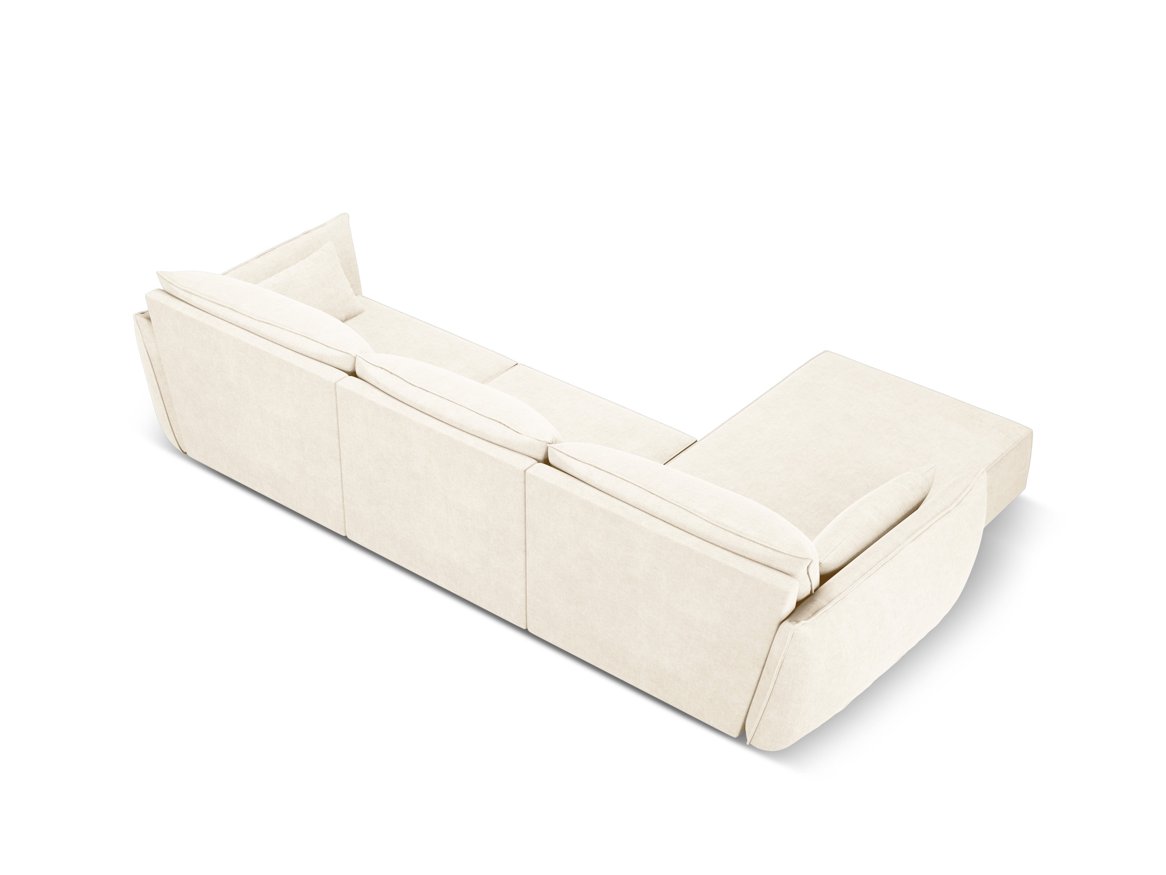 Hoekbank in chenille stof links 4-persoons VANDA lichtbeige
