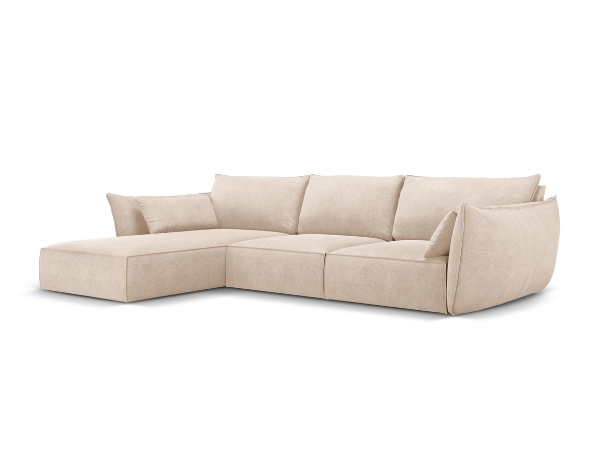 Hoekbank in chenille stof links 4-persoons VANDA beige