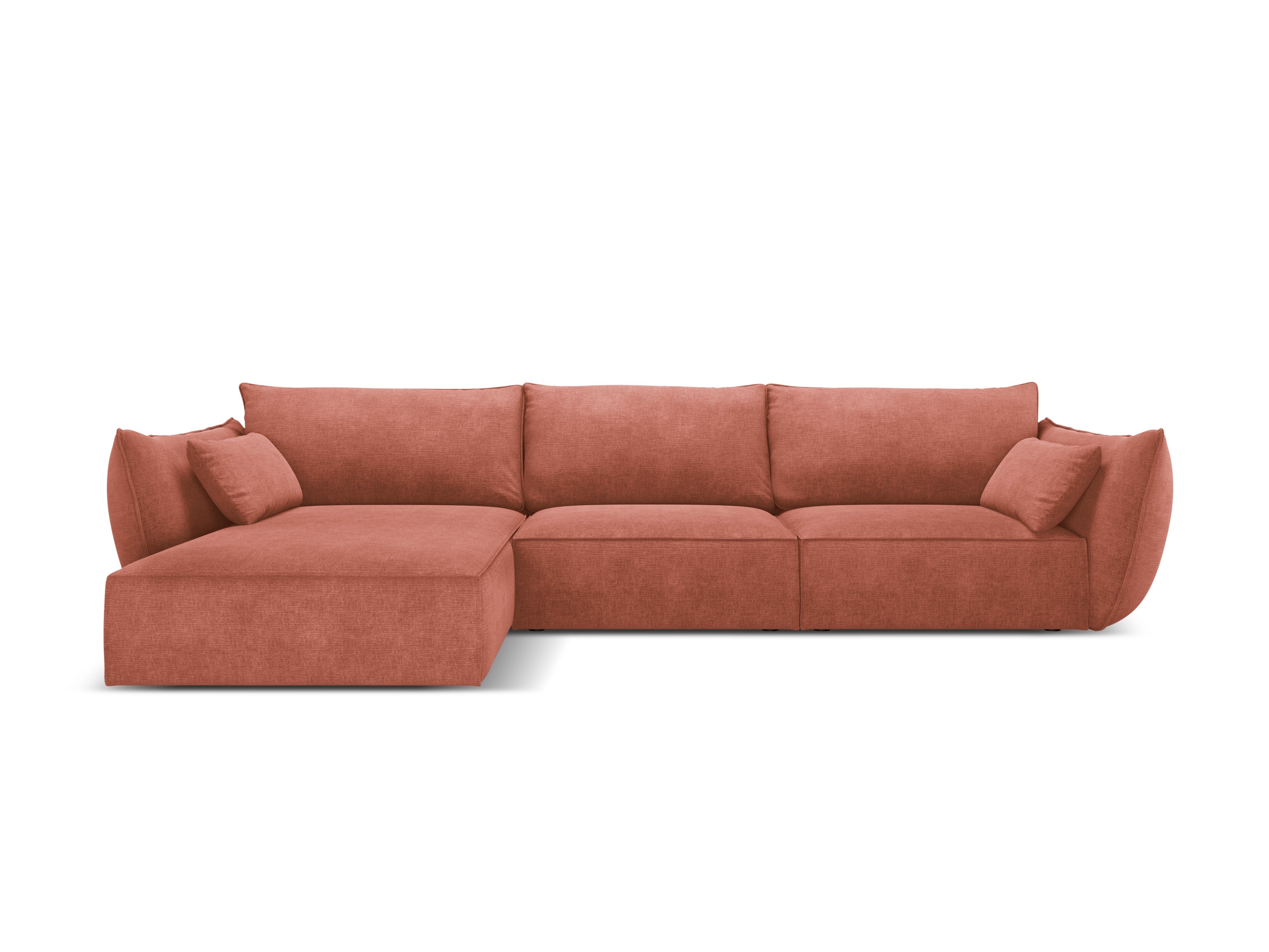 Hoekbank in chenille stof links 4-persoons VANDA terracotta