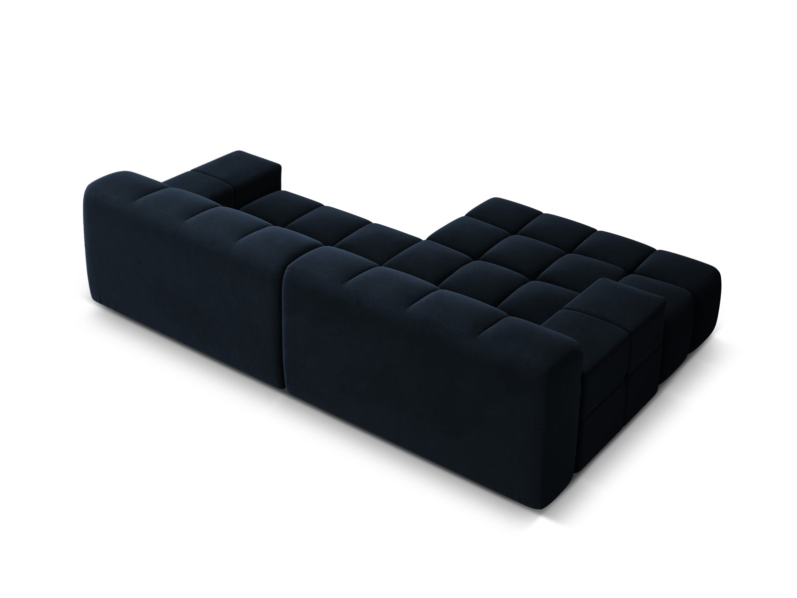 Samt-Ecksofa für 2 Personen links AGAVE in Marineblau