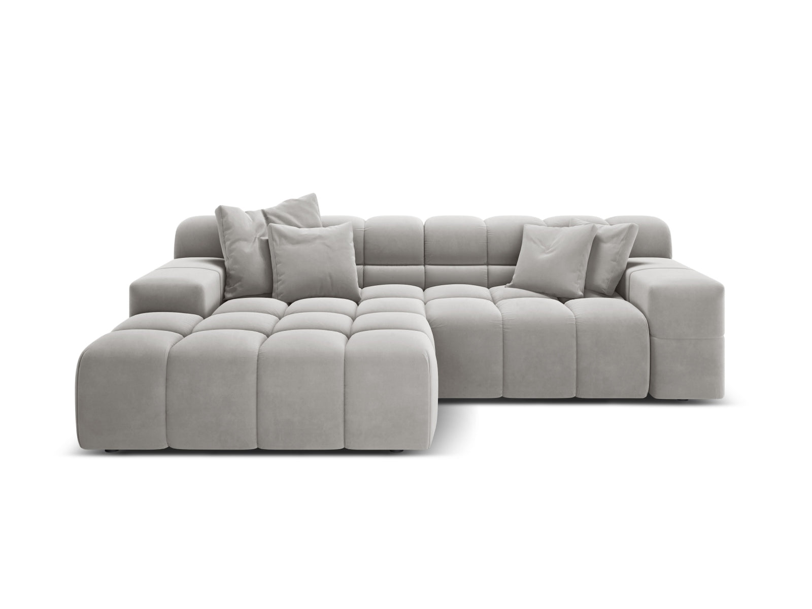 Left-facing 2-seater velvet corner sofa AGAVE gray