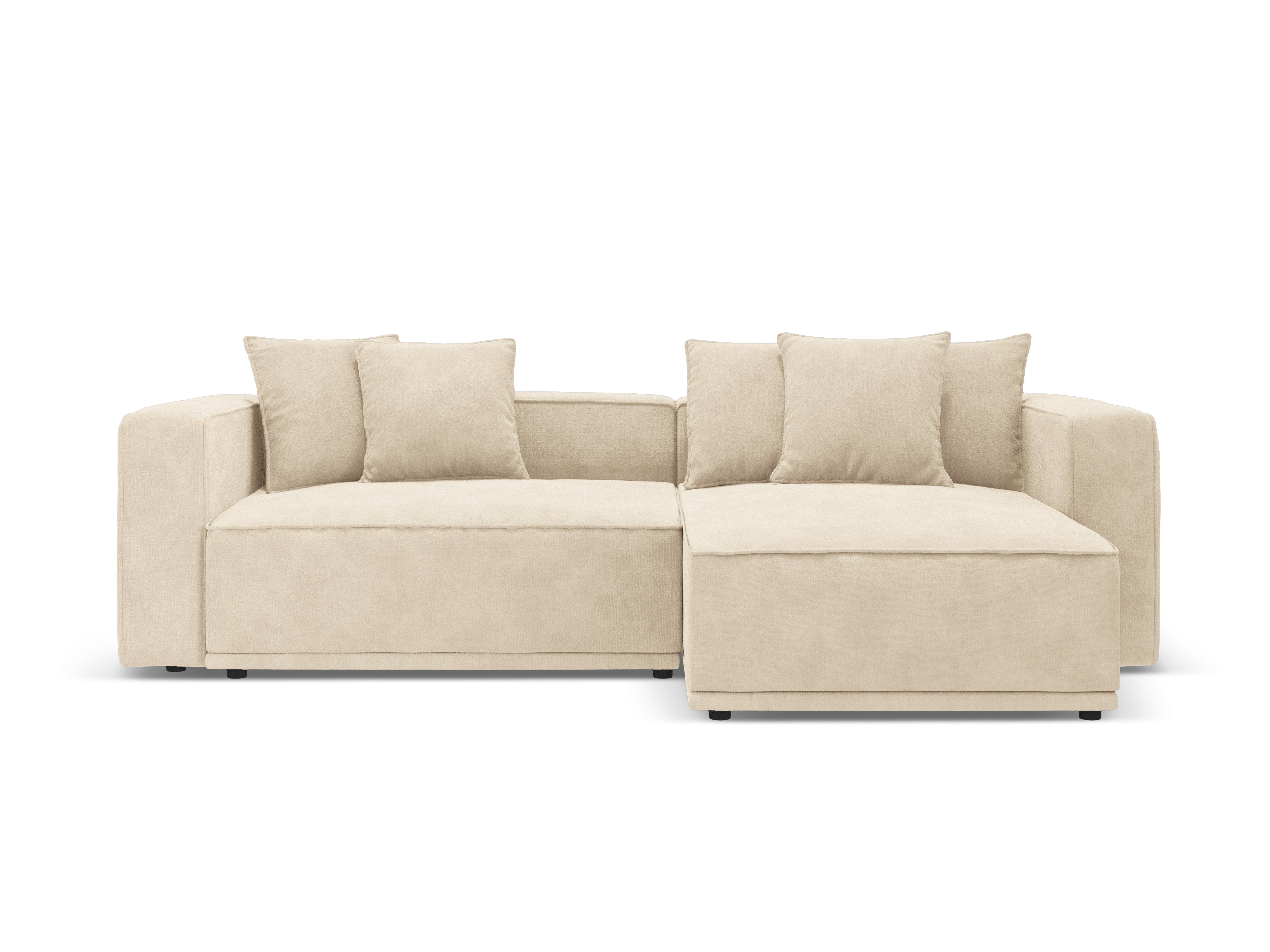 Samt-Ecksofa rechts mit Schlaffunktion RIBES hellbeige