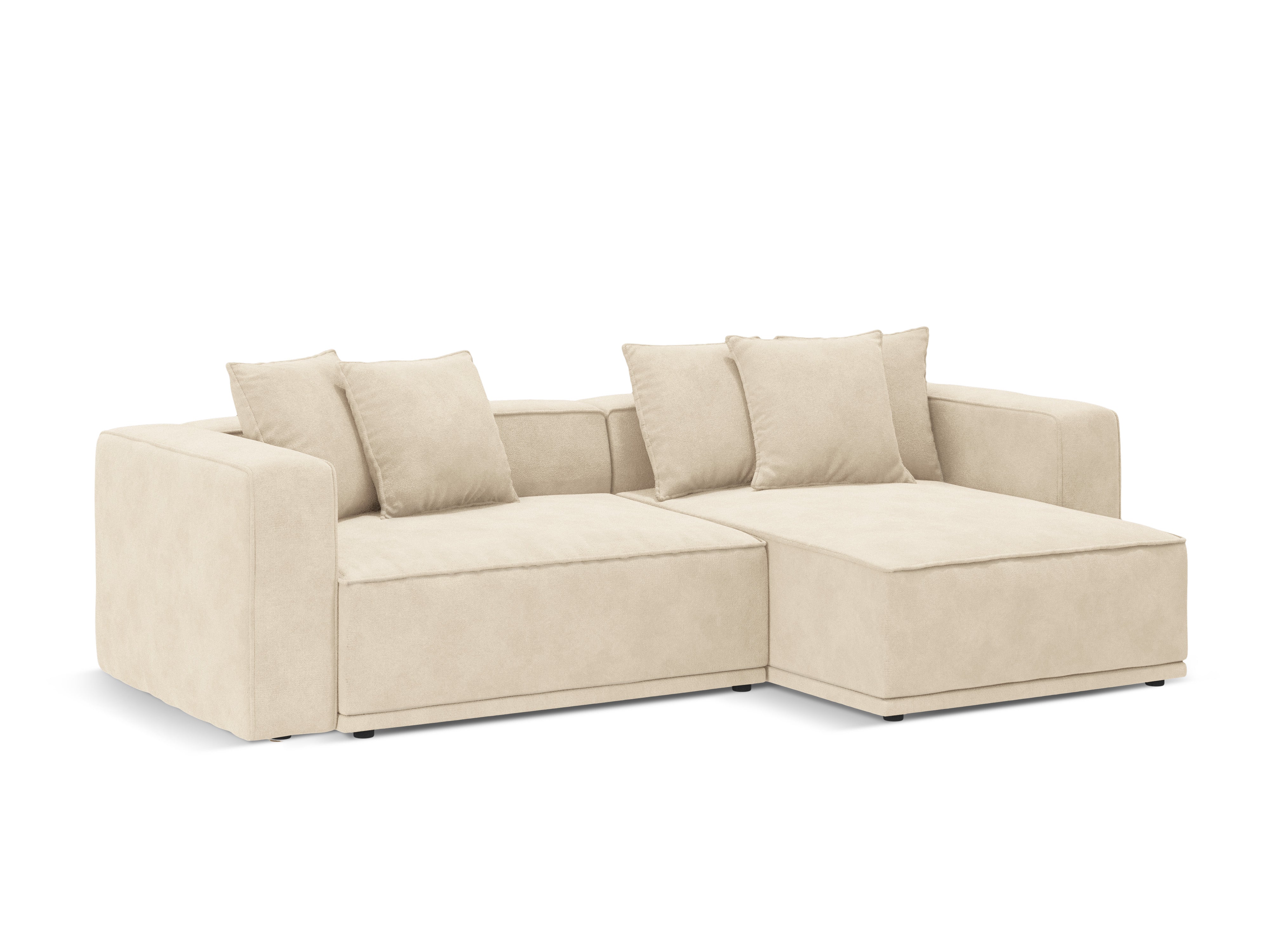 Samt-Ecksofa rechts mit Schlaffunktion RIBES hellbeige