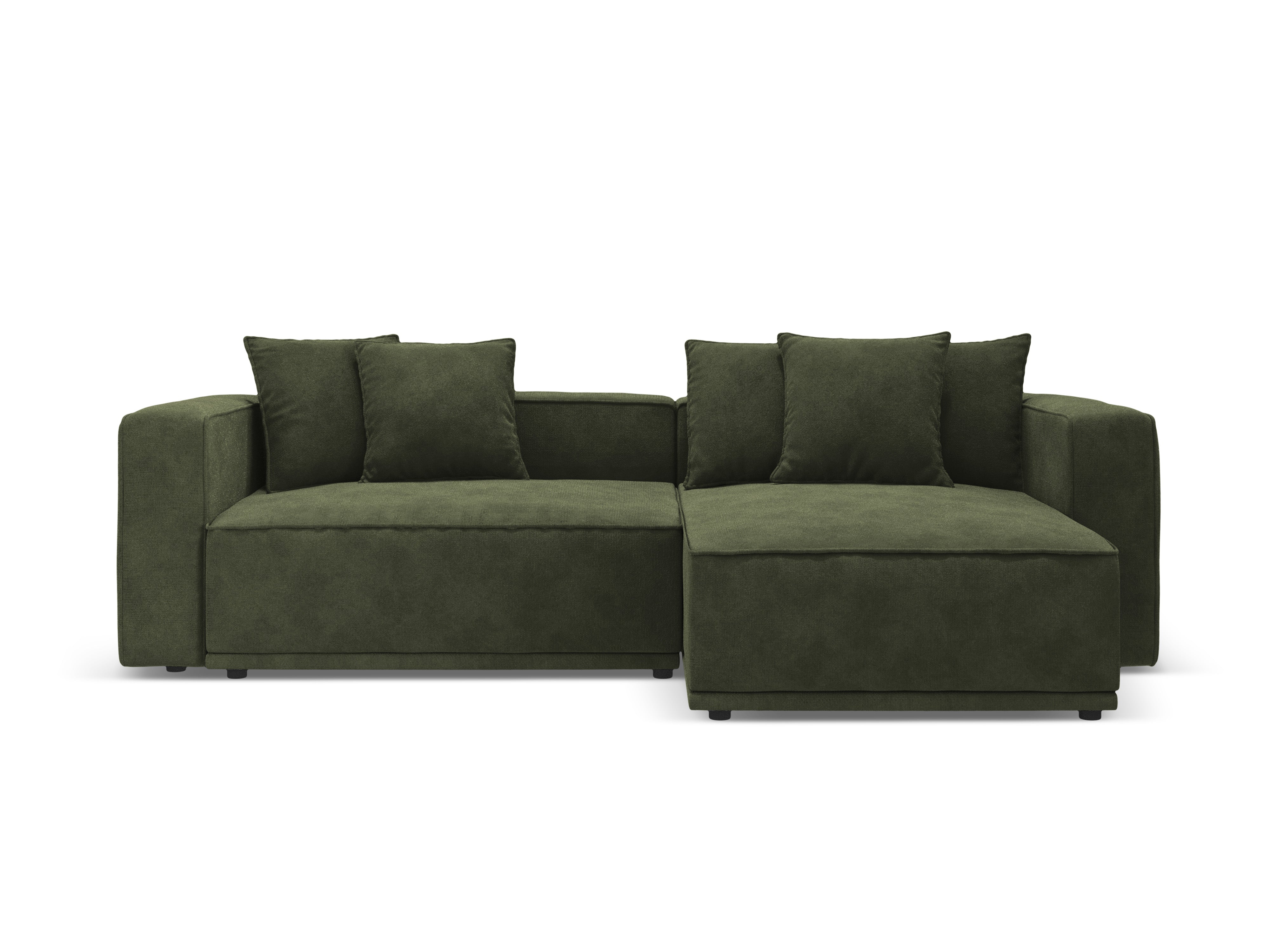 Right-facing velvet corner sofa bed RIBES green
