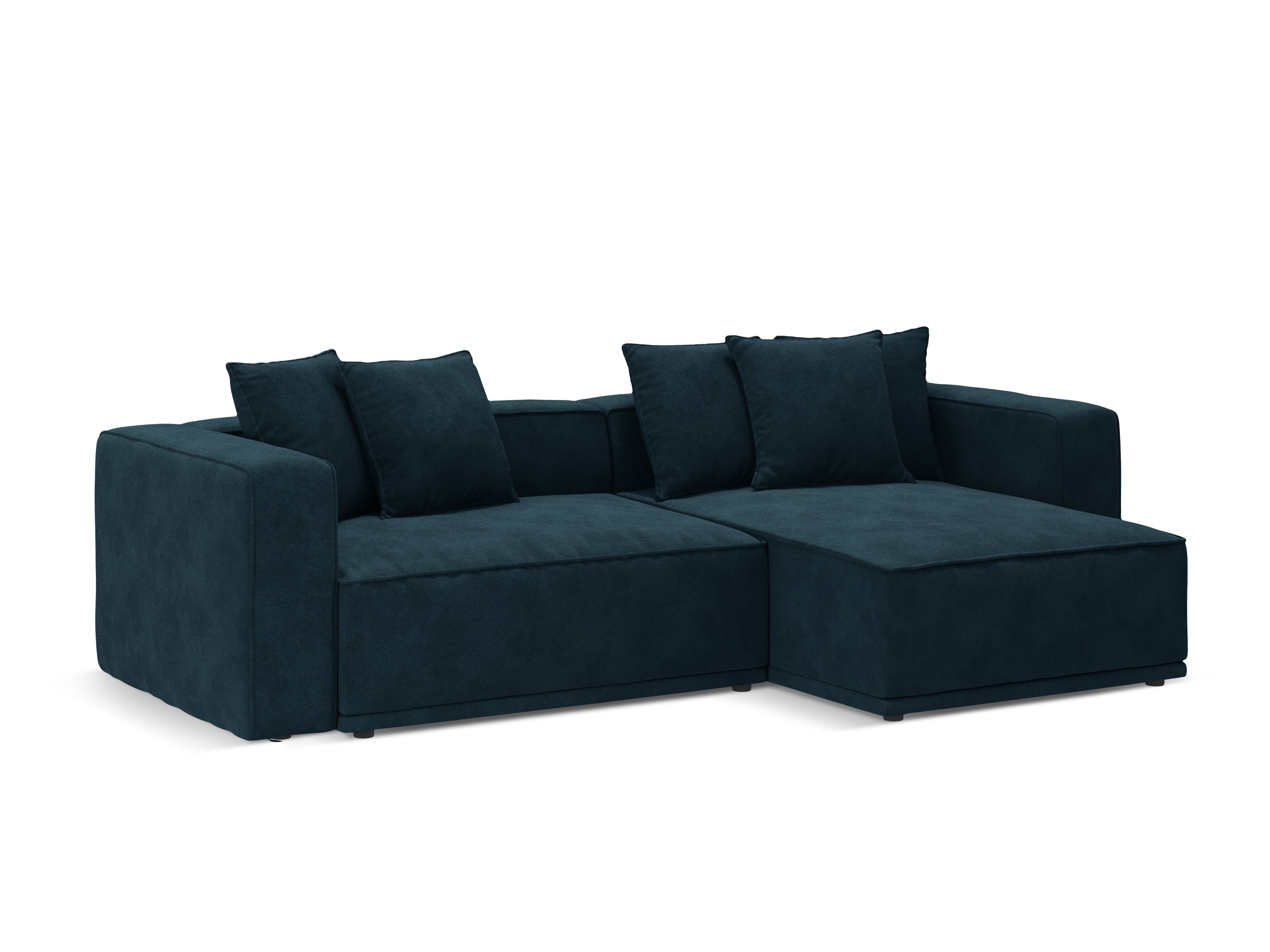 Right-facing velvet corner sofa bed RIBES petrol blue