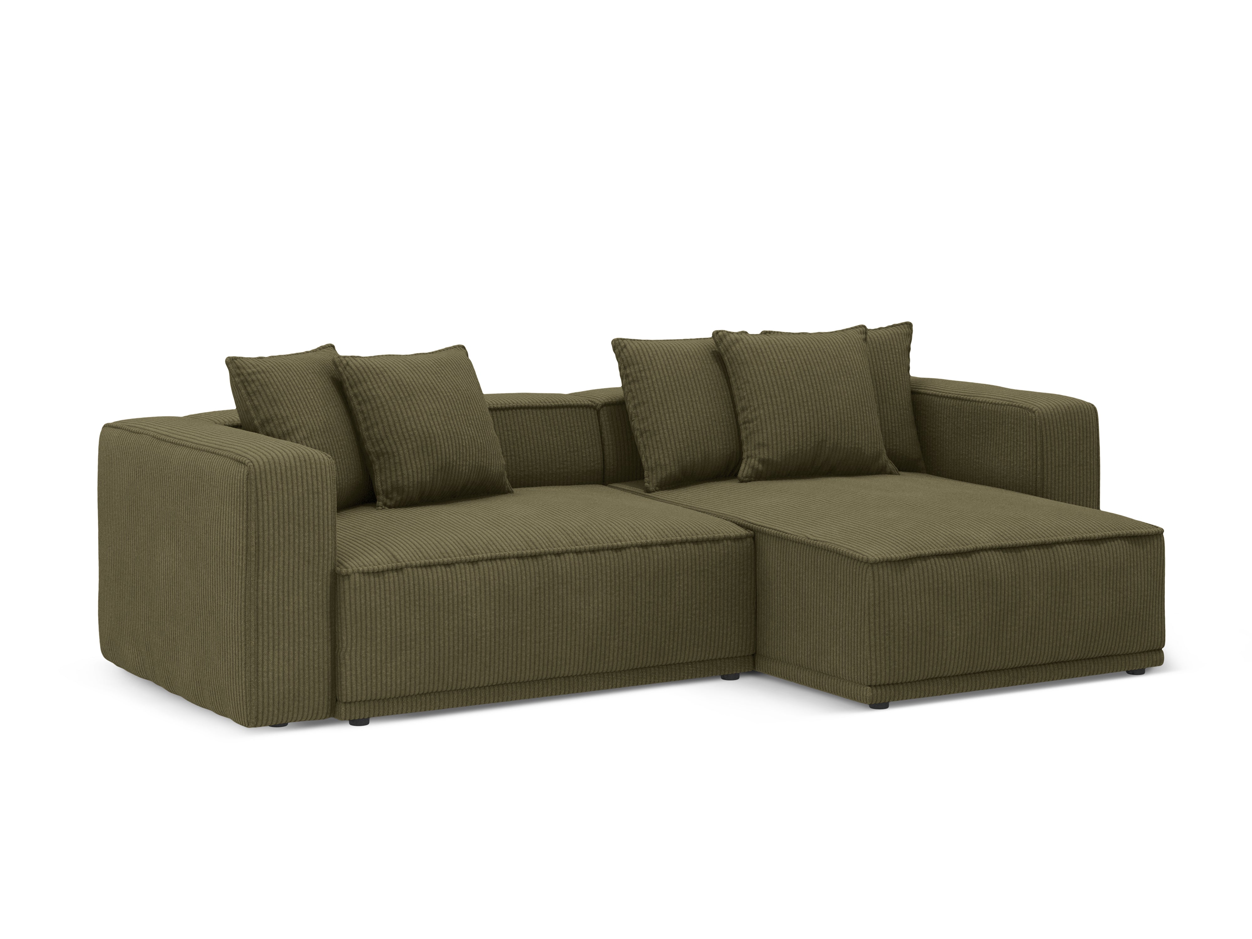 Right-sided corner sofa bed RIBES green corduroy